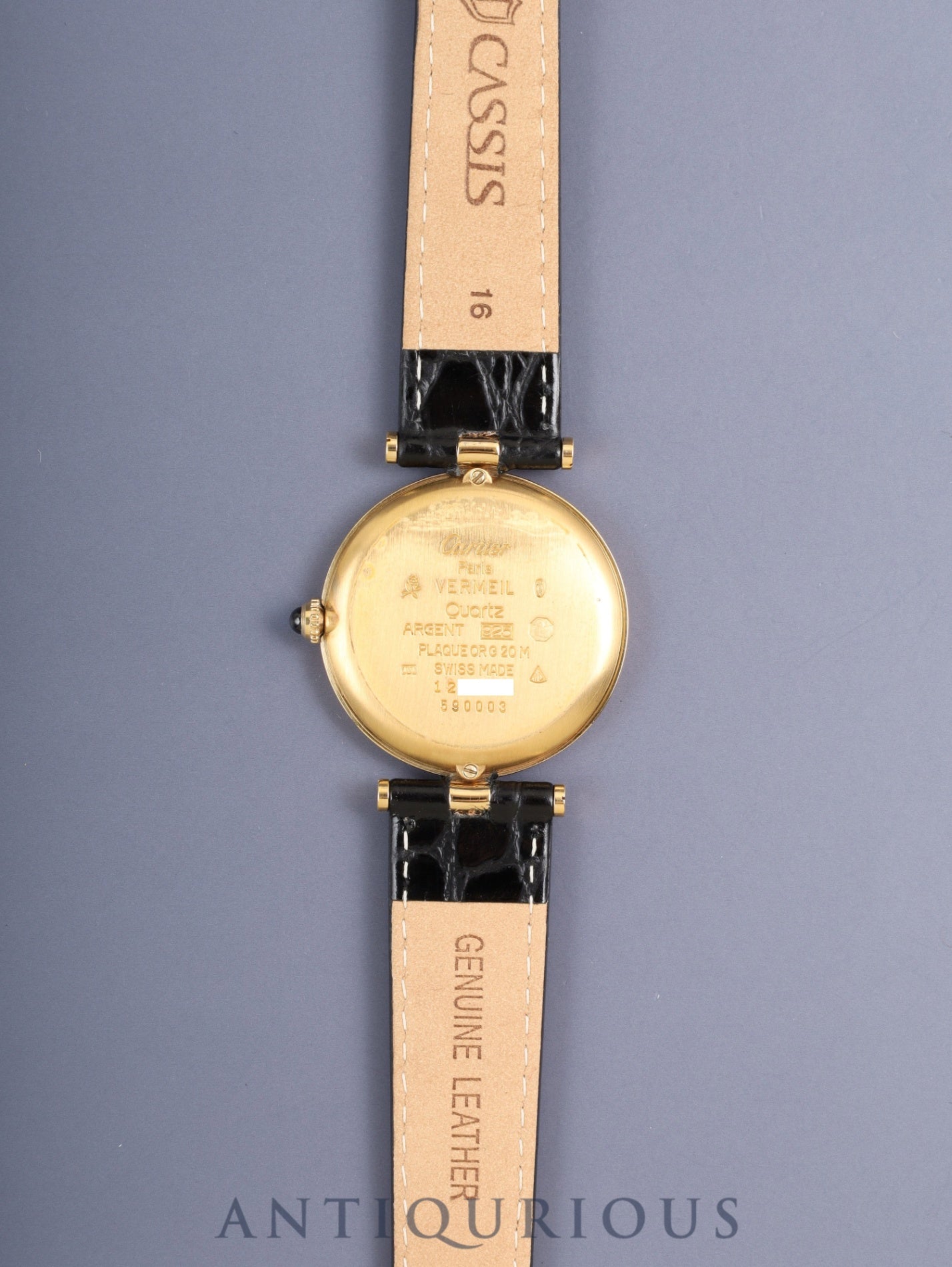 カルティエ マスト ヴァンドーム VLC LM 590003 クォーツ Cal.90 SV925 革 純正尾錠 アイボリーローマン文字盤 箱 冊子 保証書 オーバーホール済み