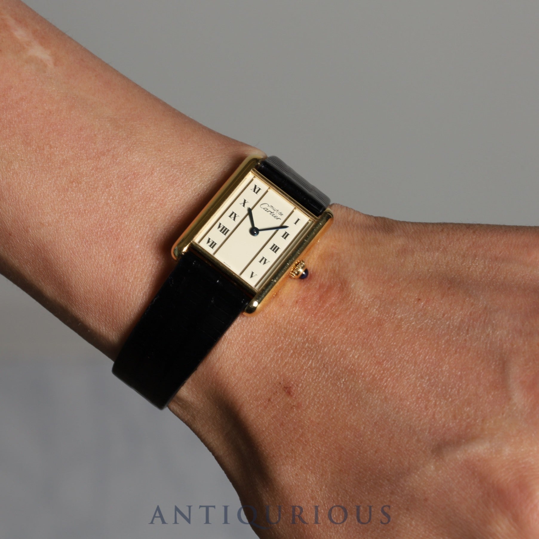 Cartier Must Tank LM QZ 590005 Cal.690 SV925 Leather Genuine Buckle (GP) Vertical Roman Dial Overhauled