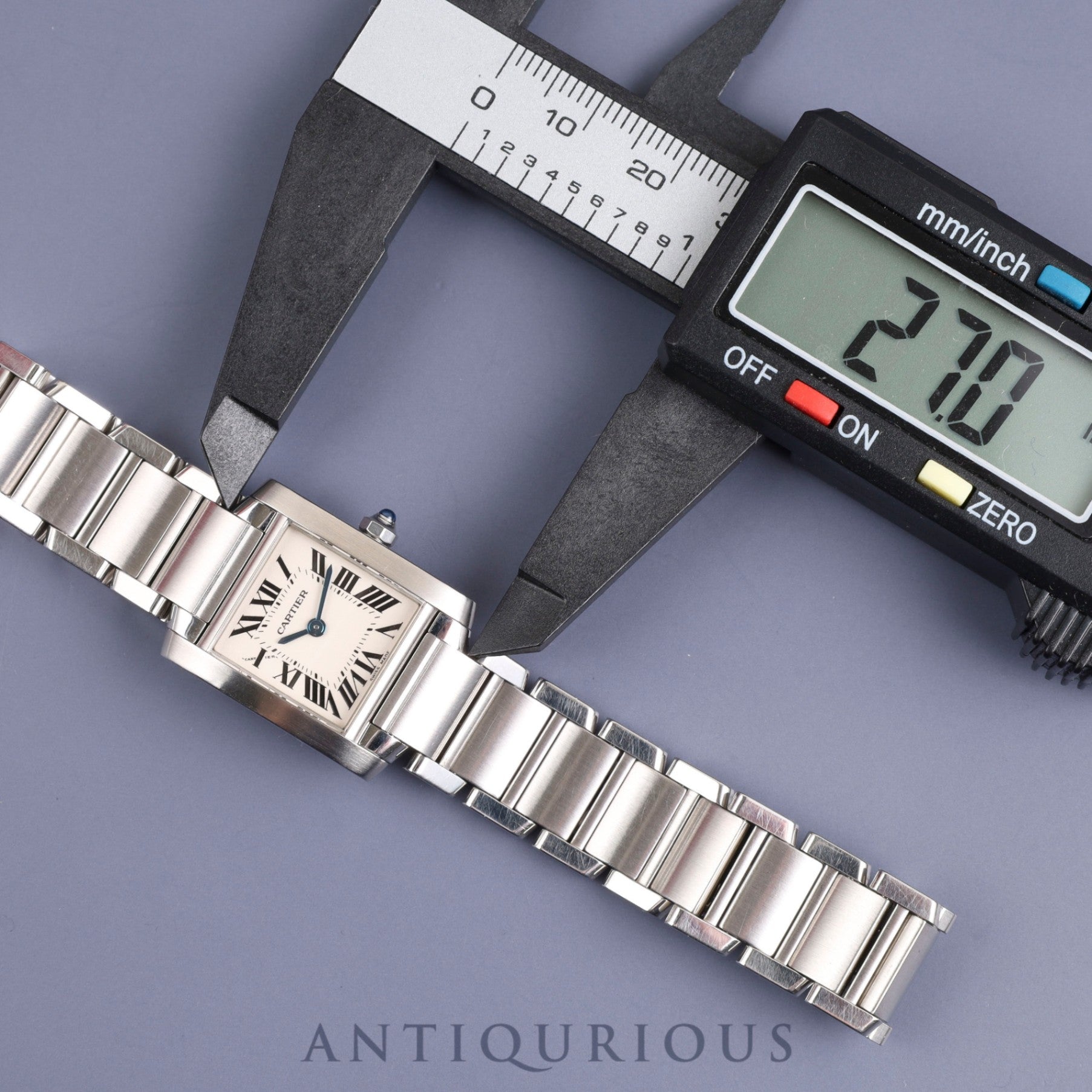 カルティエ タンクフランセーズ SM W51008Q3 / 2384 クォーツ Cal.057 SS シルバーローマン文字盤 箱 ケース 保証書(2004年) 冊子 コマ1 オーバーホール済み