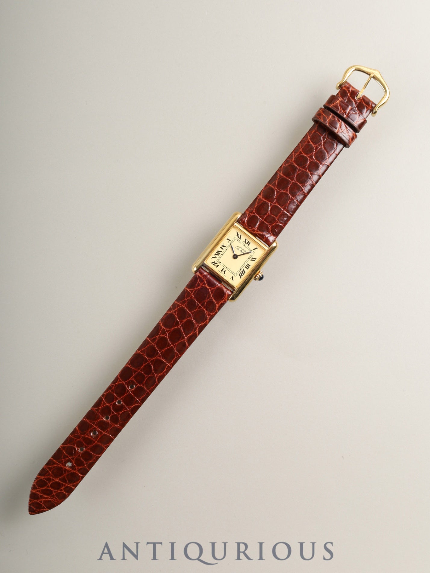 カルティエ マストタンク SM 手巻き Cal.78-1 SV925 革 純正尾錠(GP)アイボリーローマン文字盤(SWISS MADE表記 )オーバーホール済み