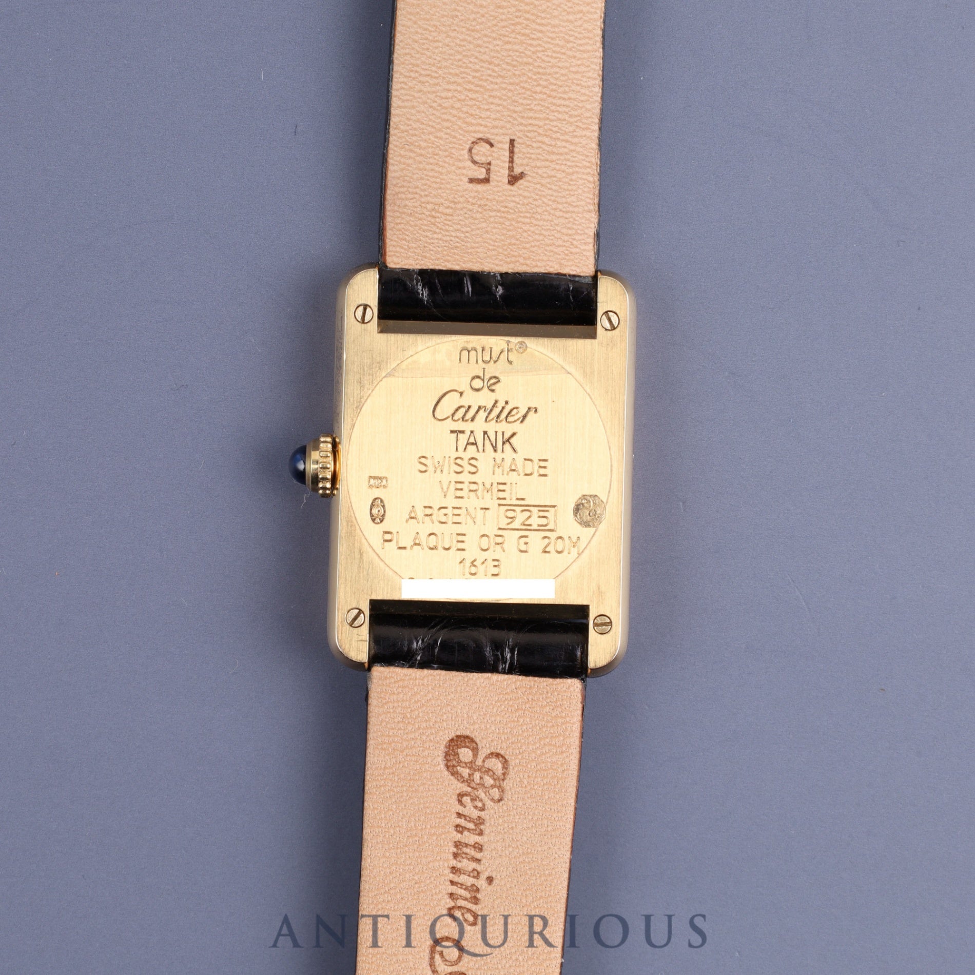 カルティエ マストタンク SM W1003153 / 1613 クォーツ Cal.057 SV925 革 純正尾錠(GP) ローマンアイボリー文字盤 1980年代半ば~1994年頃 オーバーホール済み