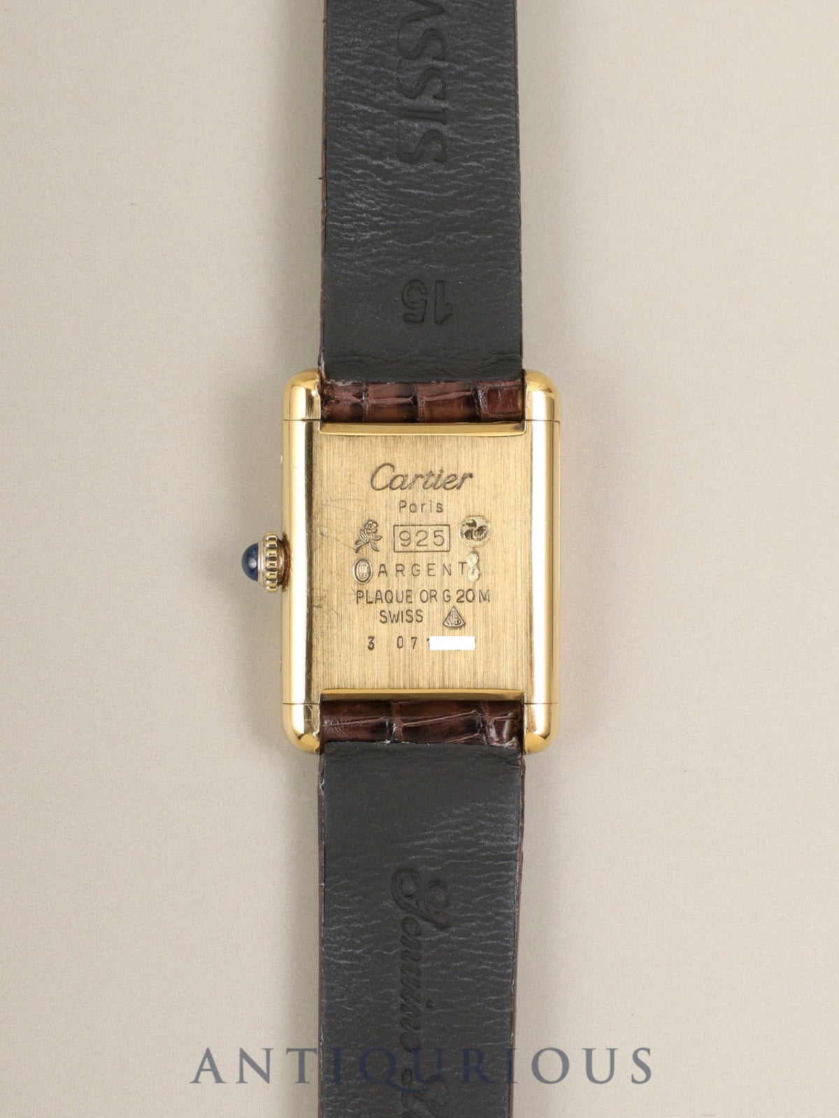 カルティエ マストタンク SM 3 手巻き Cal.78-1 SV925 革 純正ピンバックル(GP)マホガニー文字盤(SWISS表記) オーバーホール済み