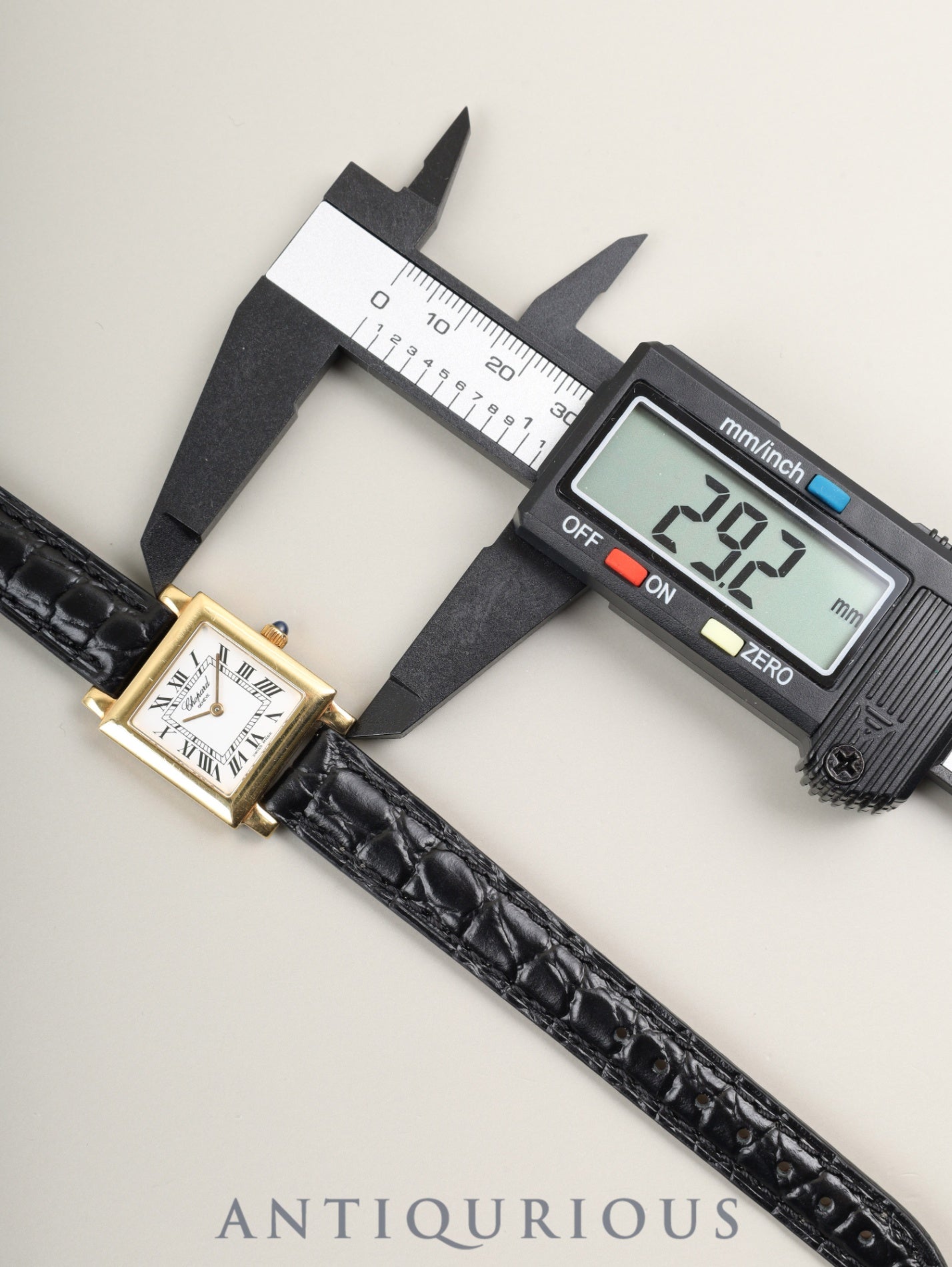 Chopard Classic Square 12/7366 Quartz Cal.976.001 750YG Leather Genuine Buckle (GP) White Roman Dial Box Booklet Warranty (2001) Genuine Strap Overhauled