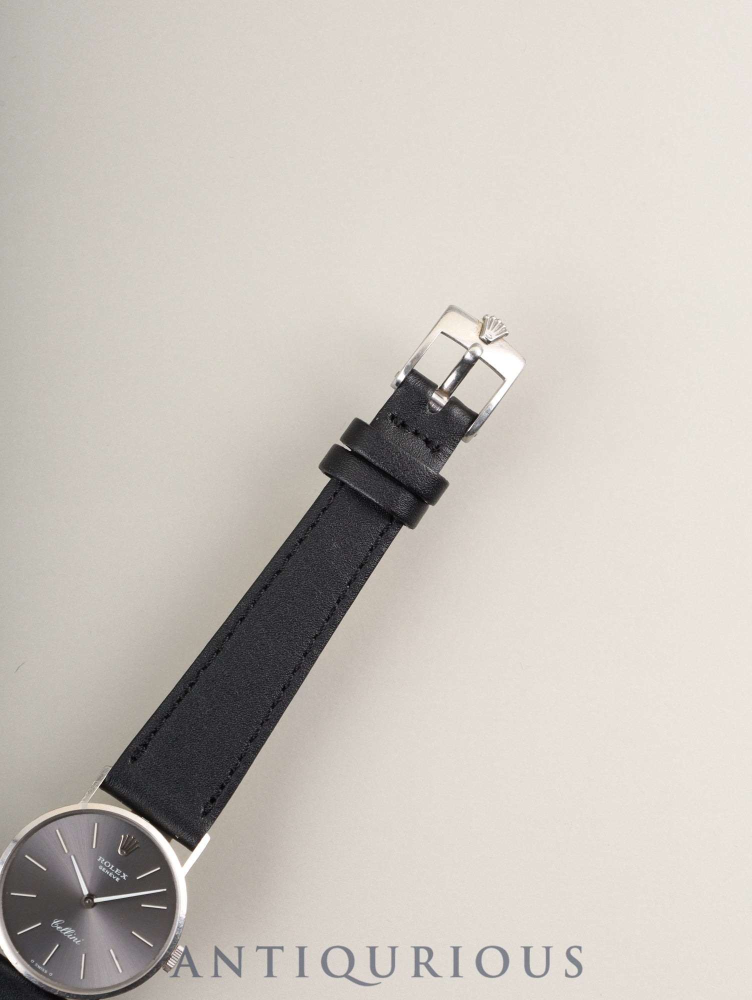 ロレックス チェリーニ 3810 手巻き Cal.1600 750WG 革 純正尾錠(GP) グレー文字盤 36番台(1972年) 冊子 保証書(1976年) オーダーホール済み