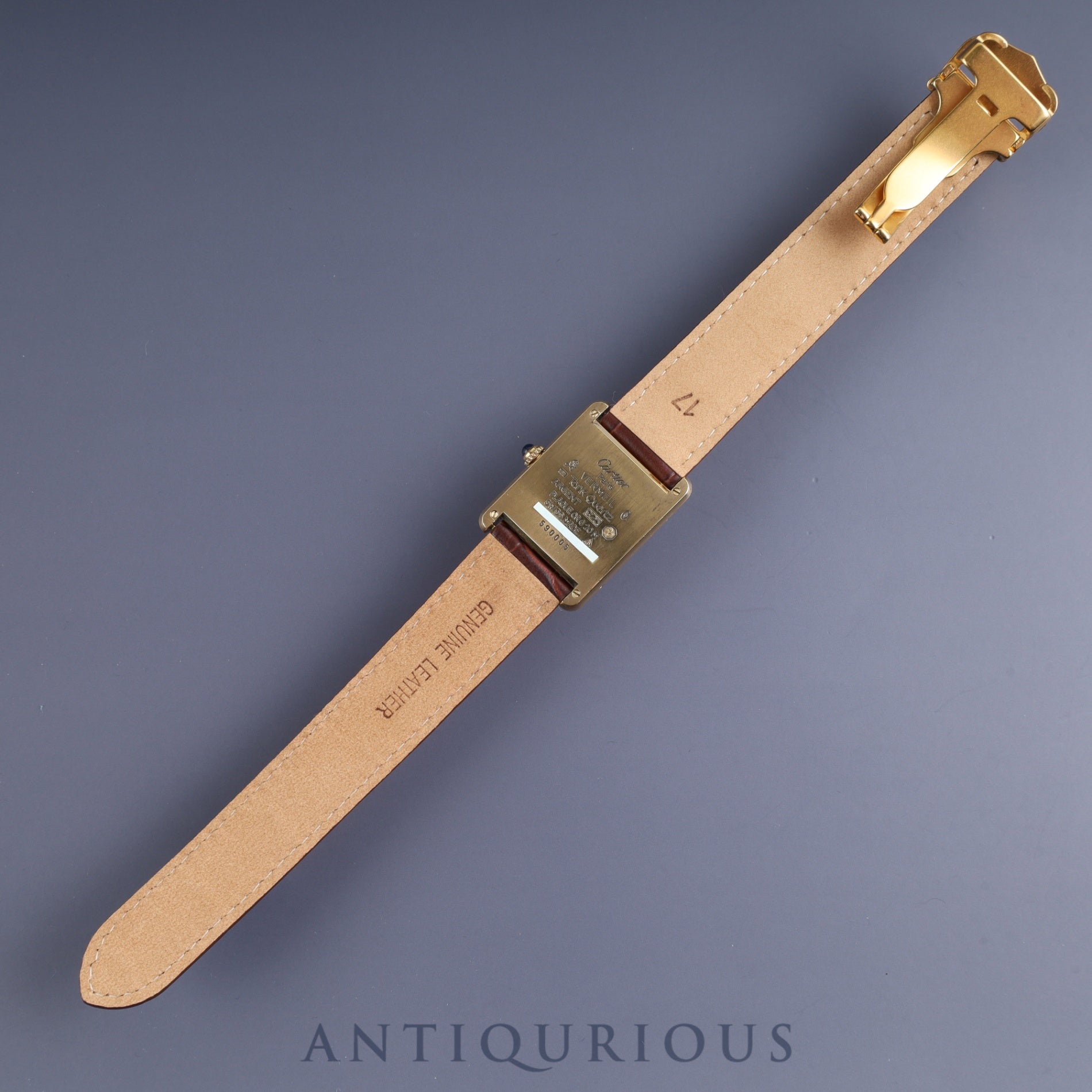 Cartier Must Tank LM 590005 Quartz Cal.90 SV925 Leather Genuine D Buckle (GP) Arabic CC Dial Overhauled