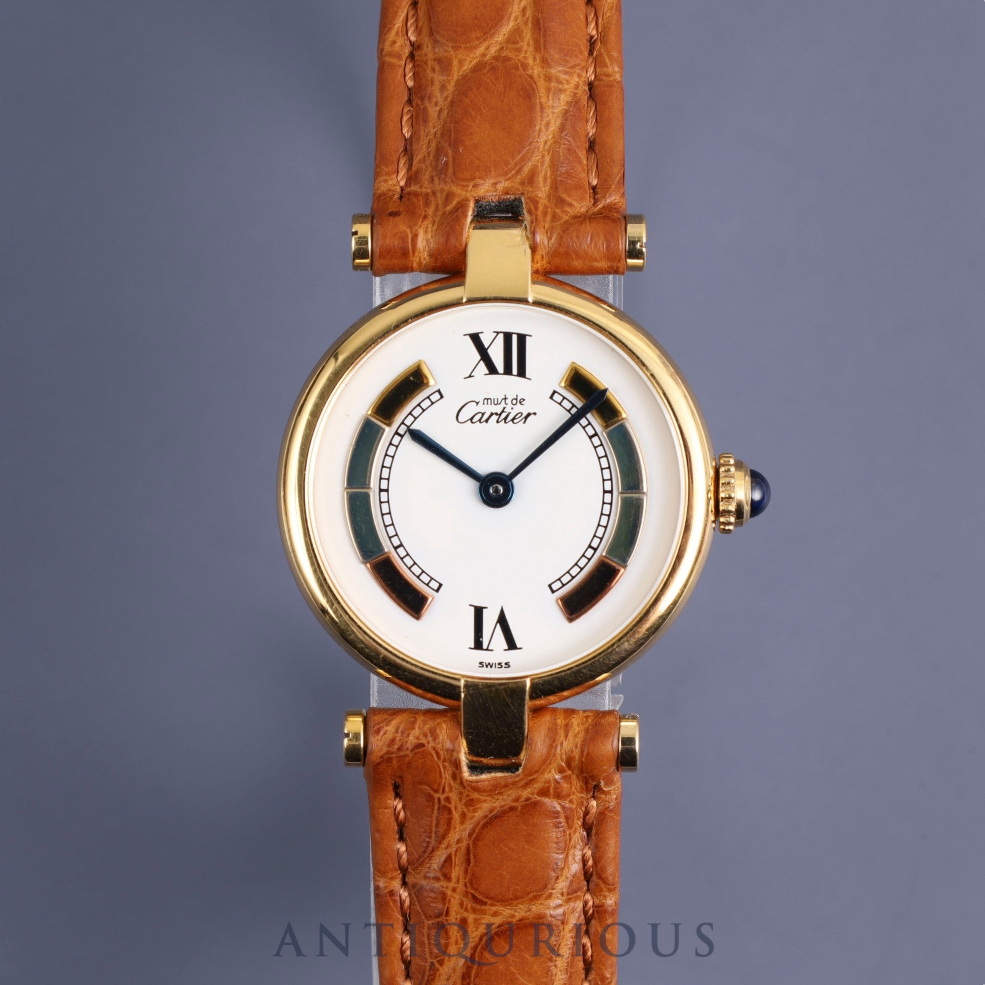 Cartier Must Vendome VLC SM 590004 Quartz Cal.90 SV925 Leather Genuine D Buckle (GP) Trinity Dial Booklet Overhauled