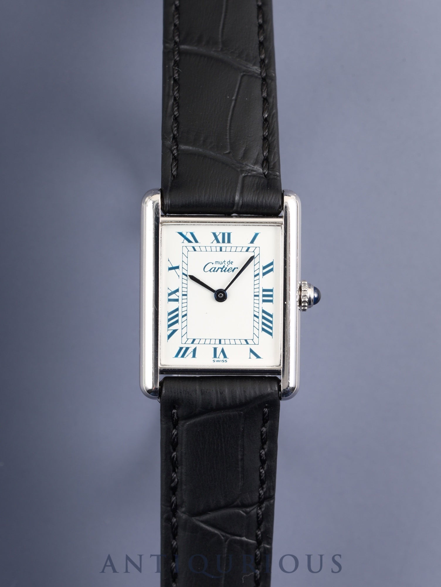 Cartier Must Tank LM 690006 Quartz Caliber 90 SV925 Leather Strap with Genuine Stainless Steel Buckle, White Roman Dial (SWISS Marking), Overhauled