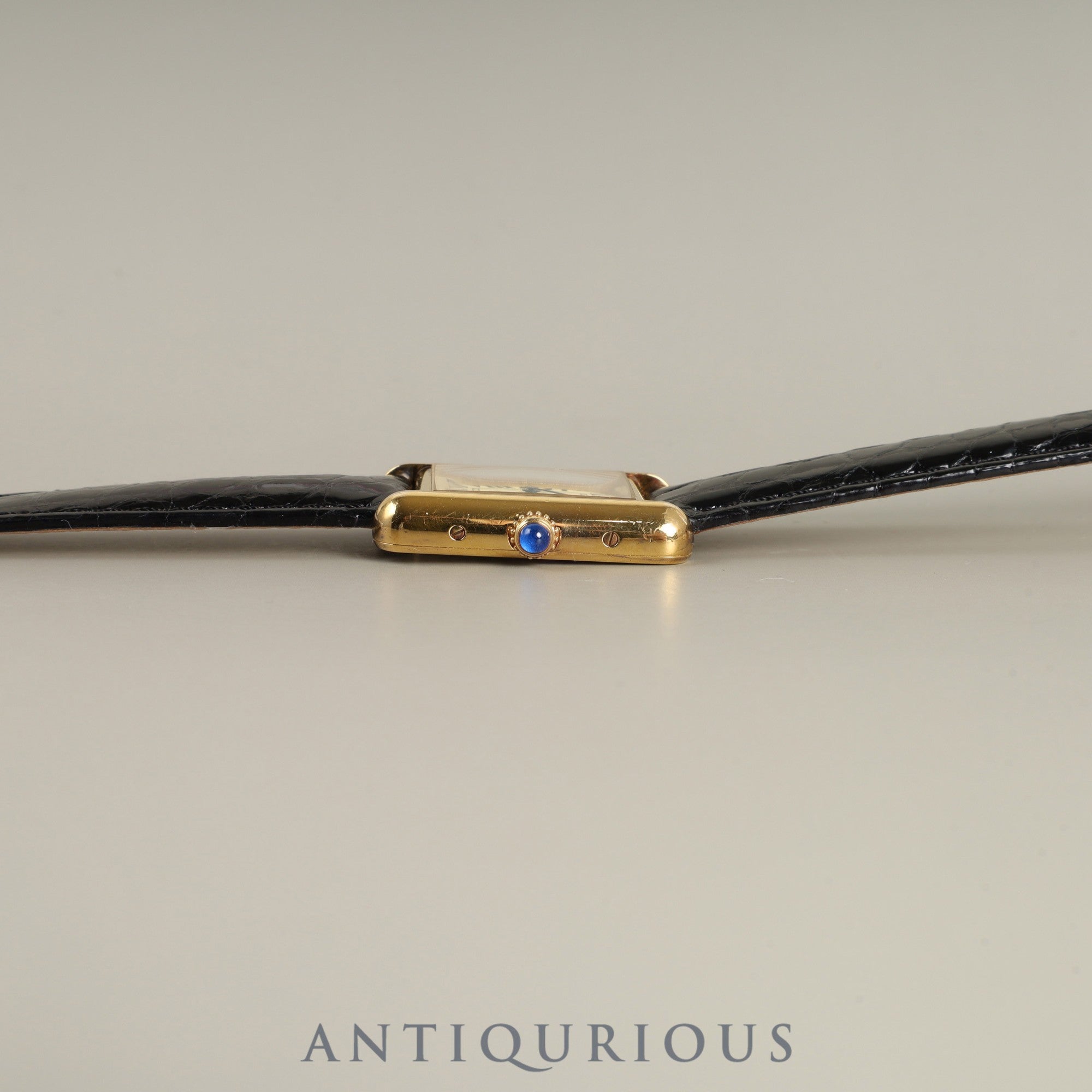 カルティエ マストタンク MM 2415 クォーツ Cal.057 SV925 革 純正Dバックル(GP) アイボリーローマン文字盤 オーバーホール済み