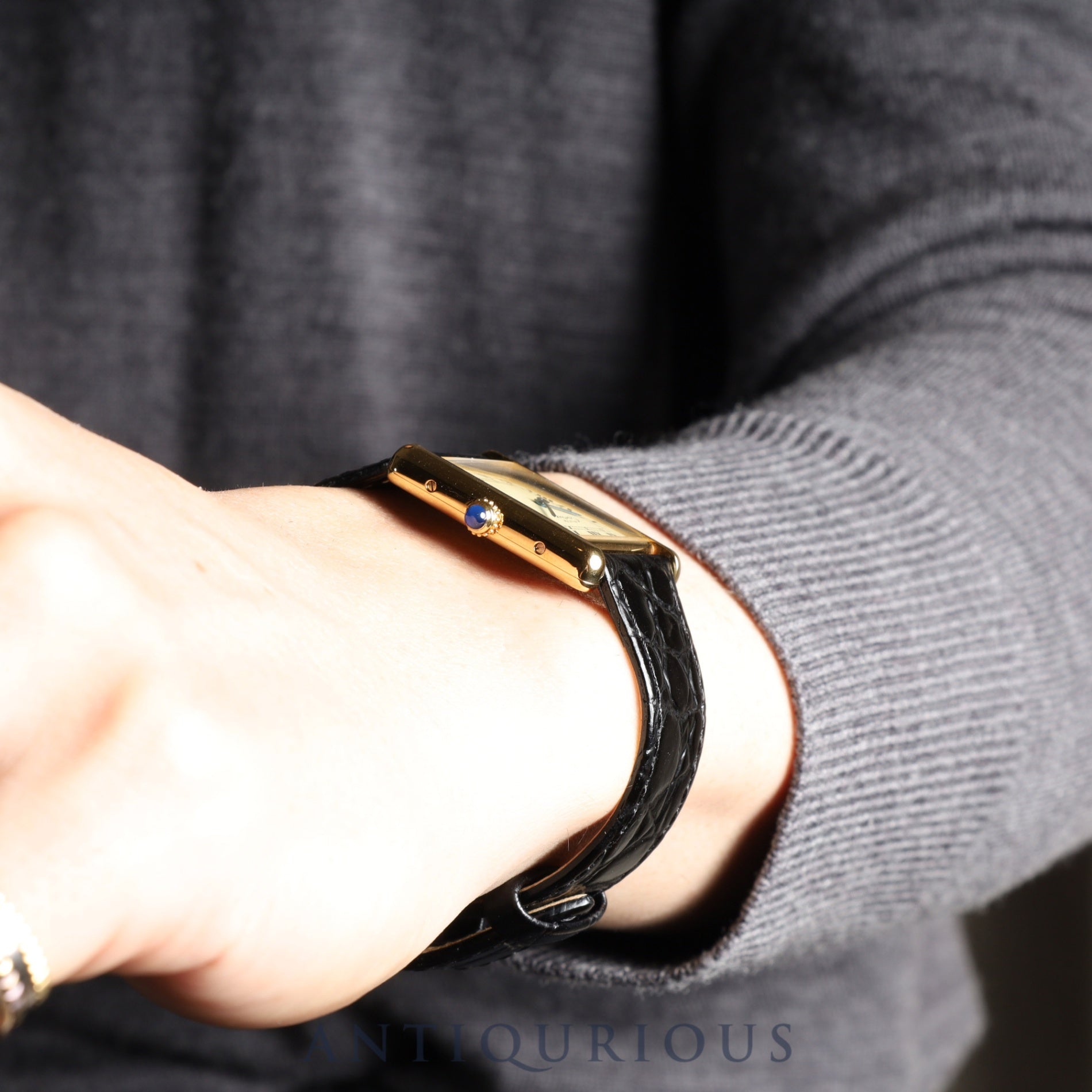 Cartier Must Tank LM 1615 Quartz Caliber 690 SV925 Leather Strap with Genuine GP Buckle, Ivory Roman Dial, Circa 1996-1998, Box, Overhauled