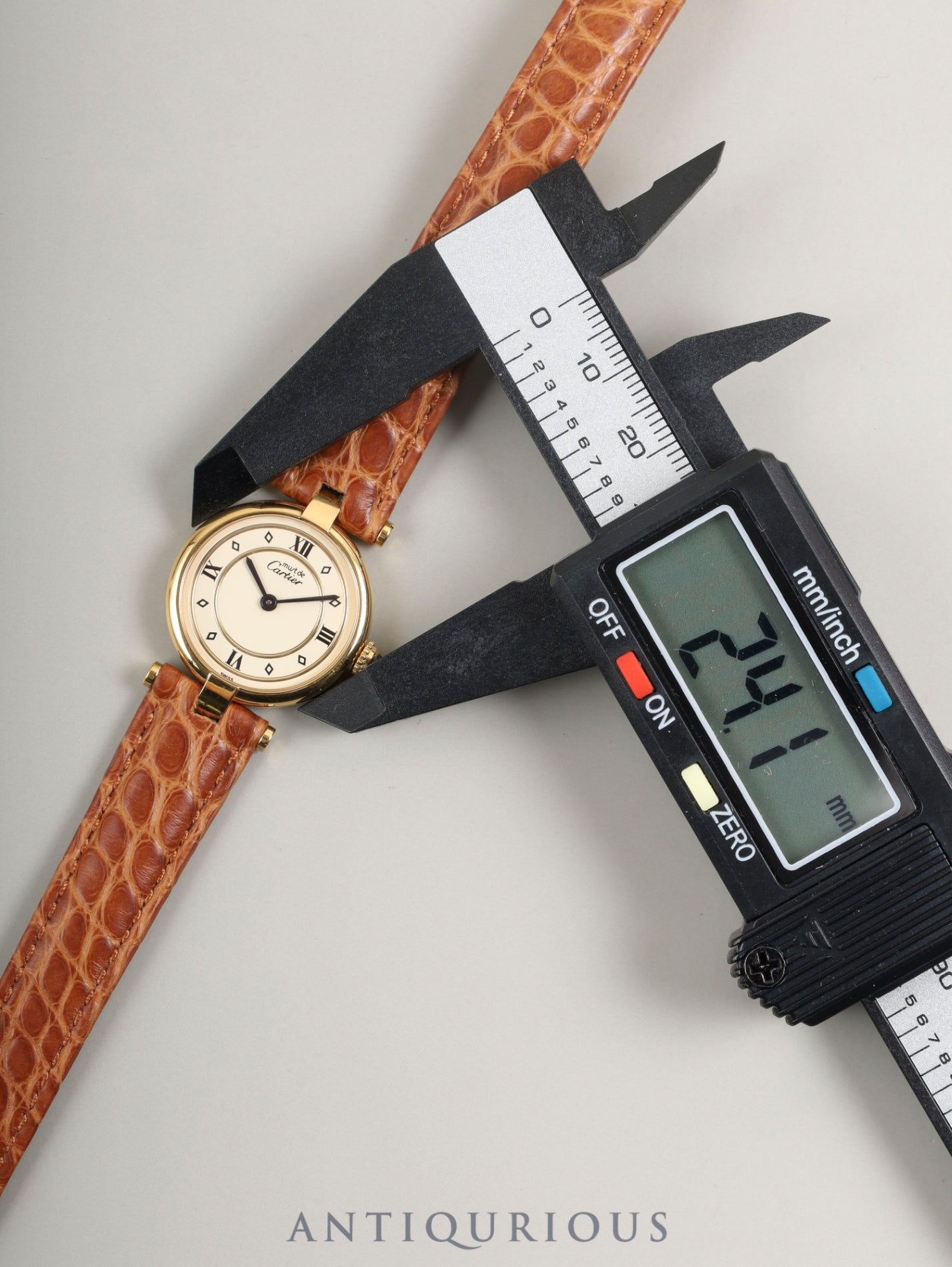 Cartier Must Vendôme VLC SM 590004 Quartz SV925 Leather Watch with Genuine D-buckle (GP) Ivory 4-point Roman Dial Overhauled