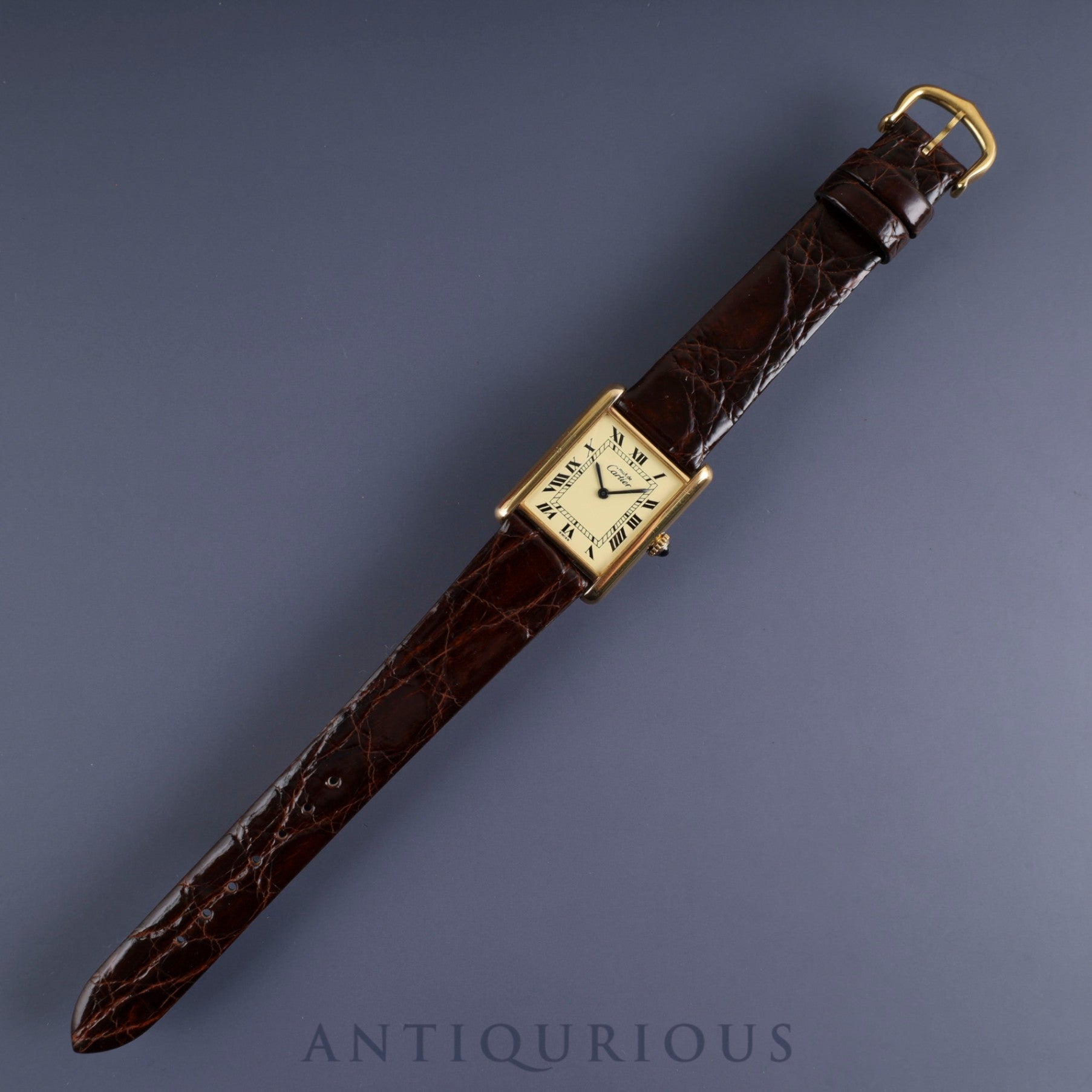 Cartier Must Tank LM 1974213 Manual winding Cal.78-1 SV925 Leather Genuine buckle (GP) Ivory Roman dial Box International lifetime warranty (1978) Overhauled