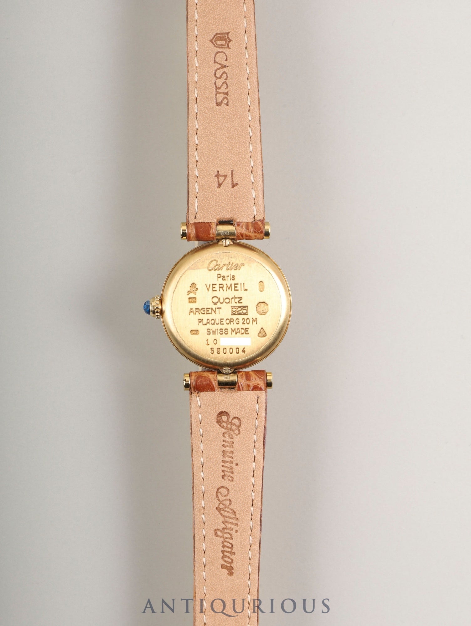 Cartier Must Vendôme VLC SM 590004 Quartz SV925 Leather Watch with Genuine D-buckle (GP) Ivory 4-point Roman Dial Overhauled