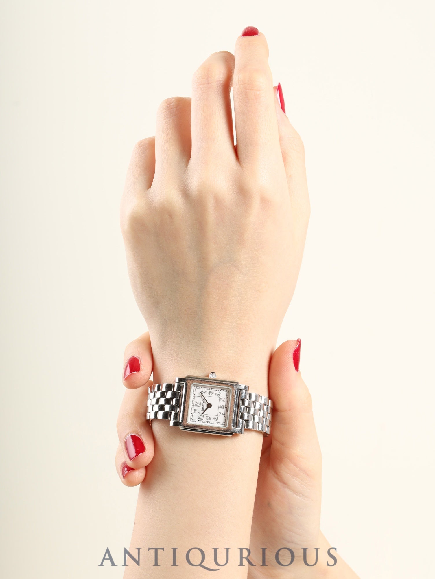 Tiffany Classic Square 525.1033 Quartz Caliber 901.001 Stainless Steel White Arabic Dial Overhauled