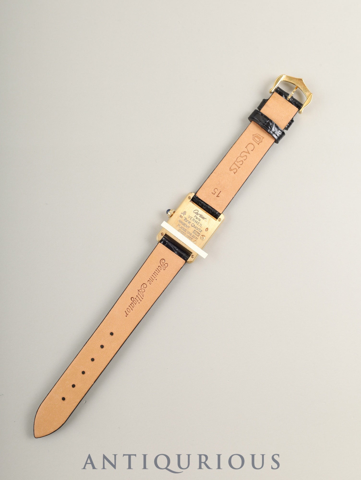 カルティエ マストタンク SM 5057001 クォーツ Cal.057 SV925 革 純正尾錠(GP)アイボリー文字盤(SWISS表記)箱 冊子 保証書(1995年/H7)オーバーホール済み