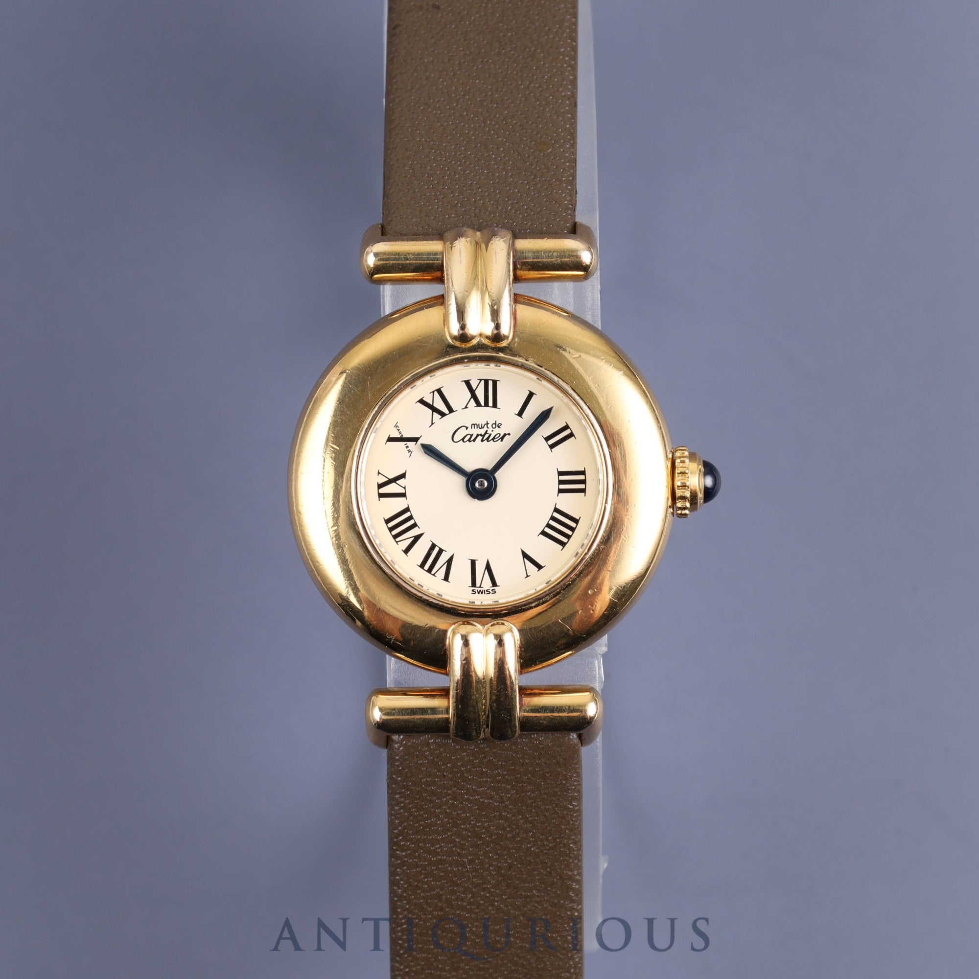 カルティエ マストコリゼ 590002 クォーツ SV925 革 純正尾錠(GP)アイボリーローマン文字盤 1980年代半ば~1994年頃 オーバーホール済み