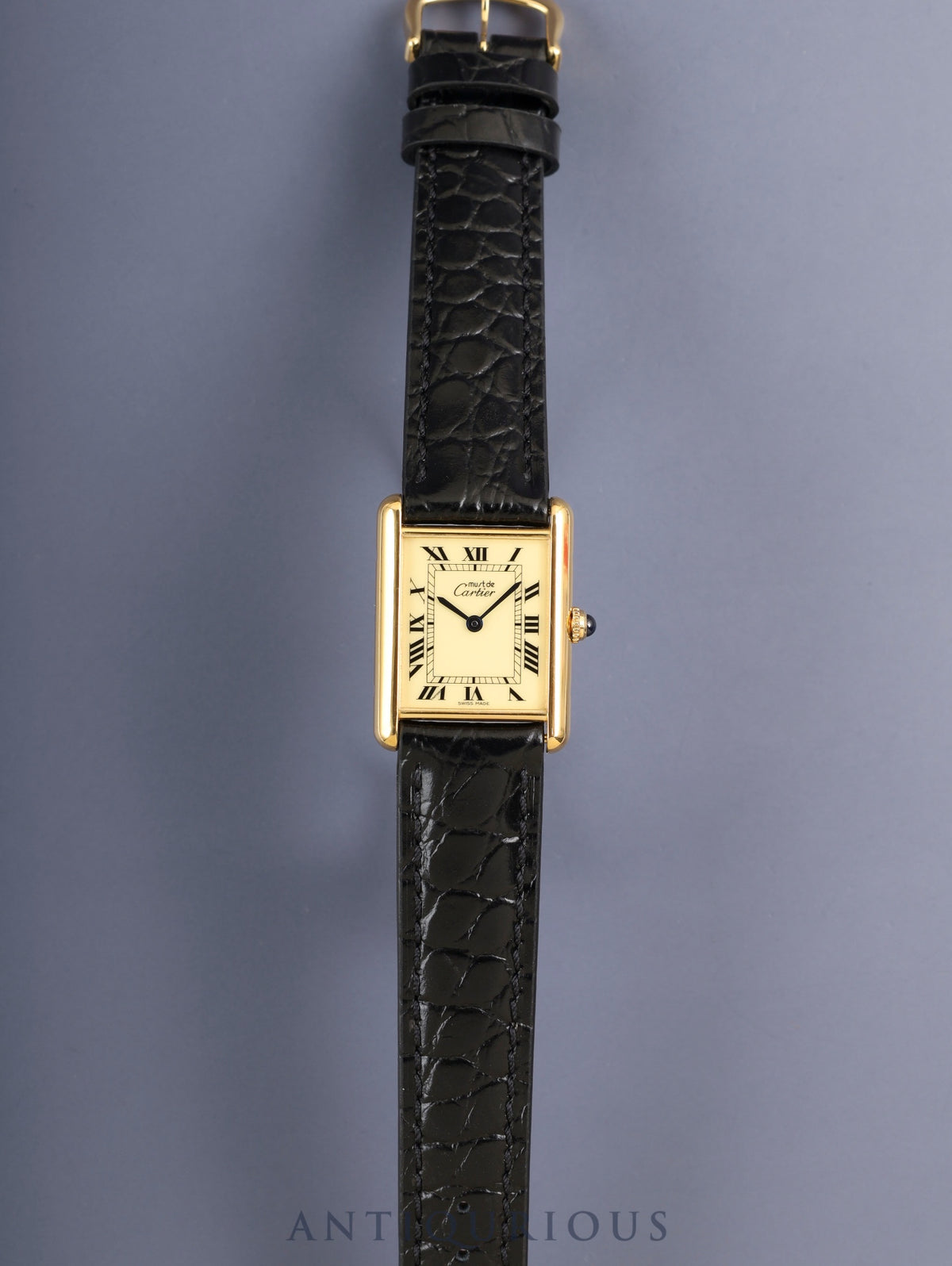 Cartier Must Tank LM 1615 Quartz SV925 Leather Original Pin Buckle (GP) Ivory Roman Dial (SWISS MADE) Polished, Complete Service (Full Maintenance) at Cartier Boutique