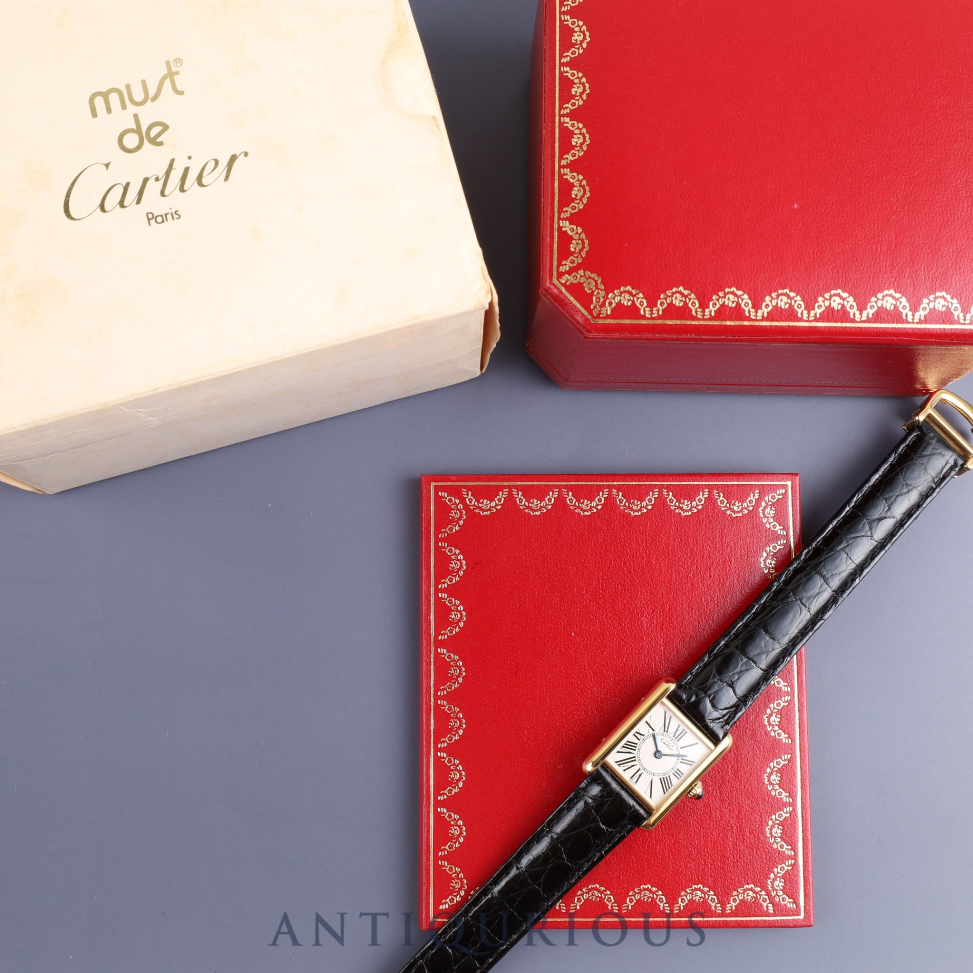 カルティエ マストタンク SM 1613 クォーツ Cal.057 SV925 革 純正Dバックル(GP)オパラン文字盤 オーバーホール済み