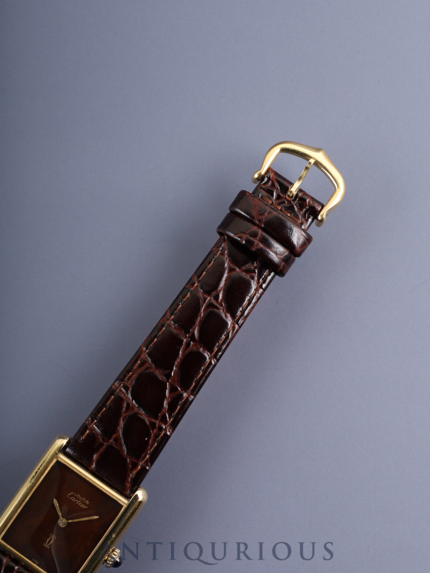 カルティエ マストタンク LM 手巻き Cal.78-1 SV925 革 純正尾錠(GP)マホガニー文字盤(SWISS表記)1976年頃~1980年代初期頃 オーバーホール済み