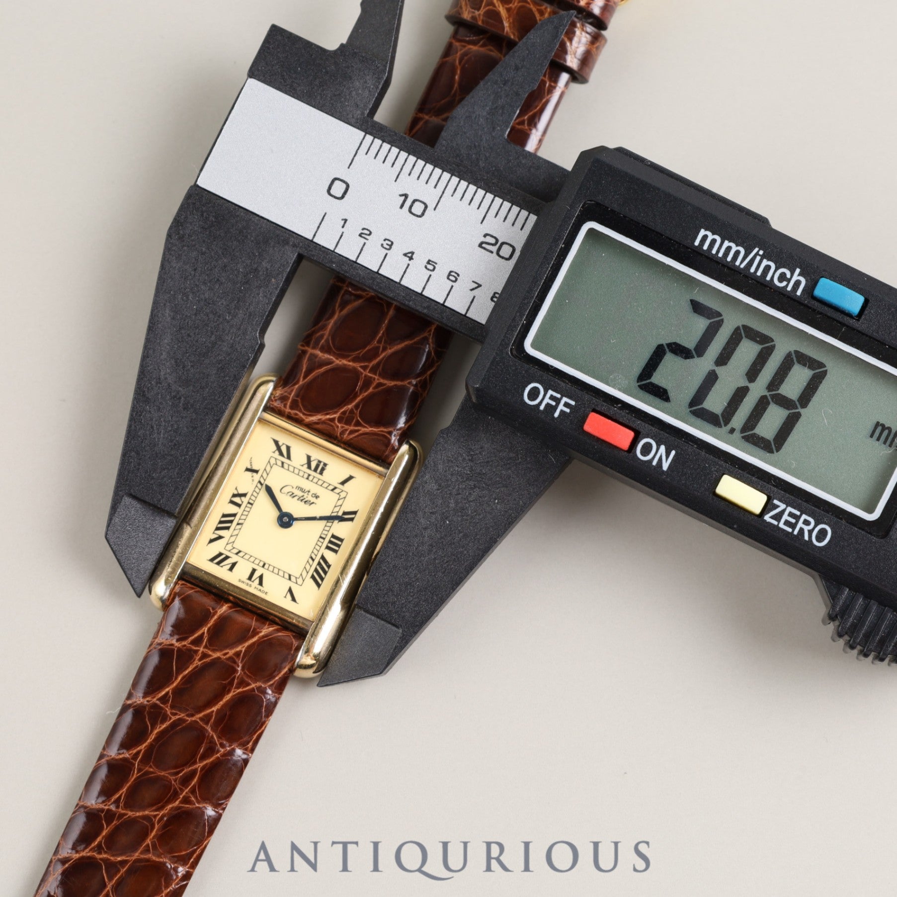 Cartier Must Tank SM 3 66001 Quartz Leather Strap with Genuine GP Buckle, Ivory Roman Dial, Cartier Boutique Complete Service (Full Maintenance)