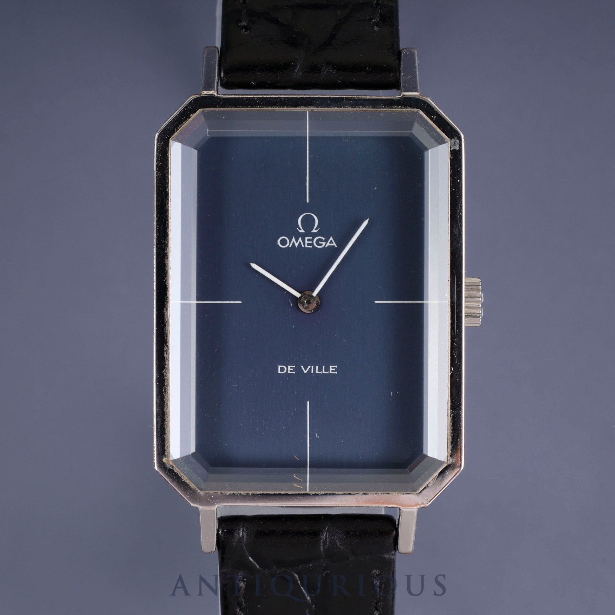 オメガ デ・ヴィル グリマデザイン 5110378 手巻き SS 革 社外尾錠(SS) ブルー文字盤 オーバーホール済み