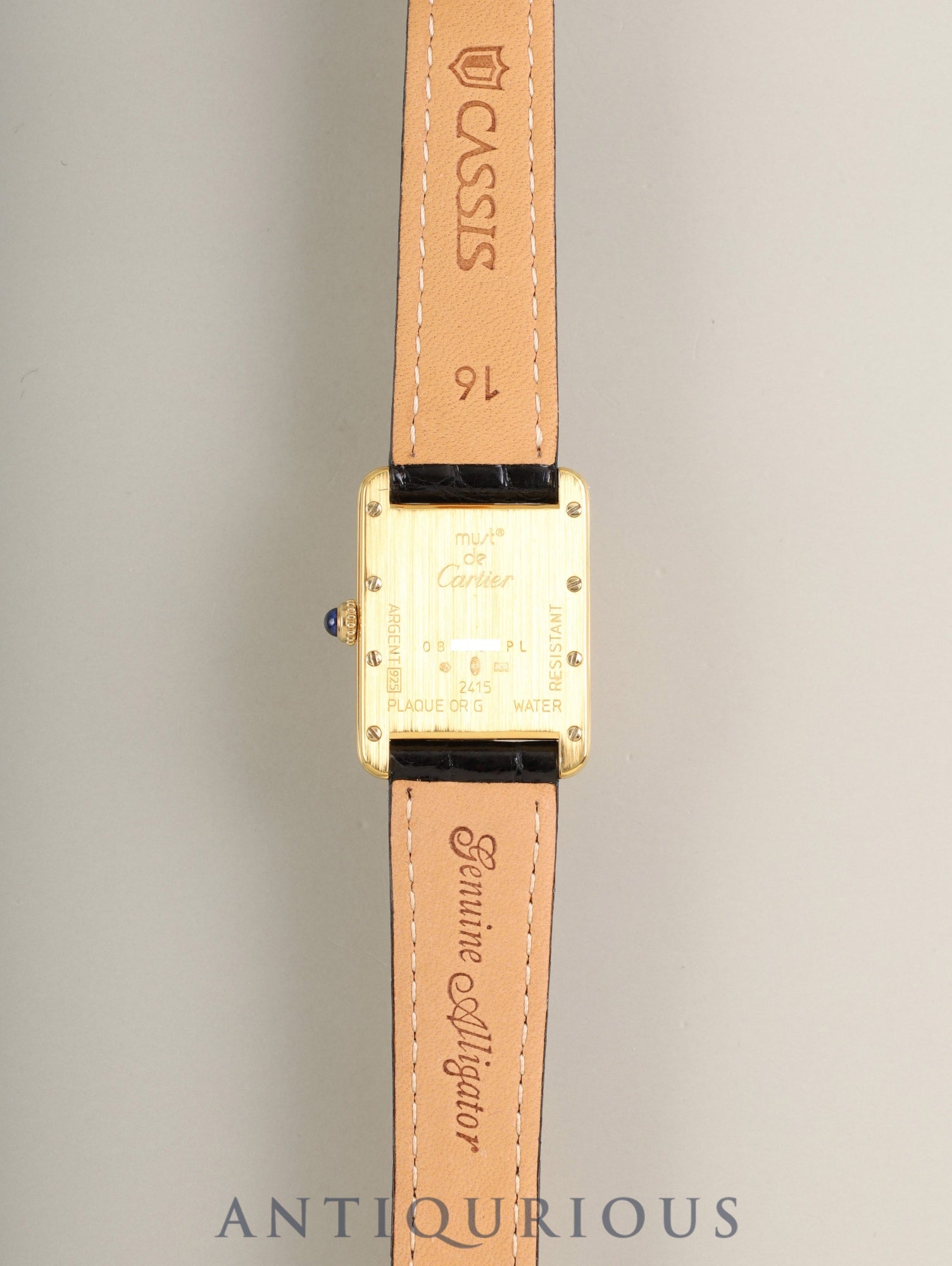 カルティエ マストタンク MM 2415 クォーツ Cal.057 SV925 革 純正Dバックル (GP)ホワイト飛びローマン文字盤(SWISS MADE表記) 箱 オーバーホール済み 新品仕上げ済み