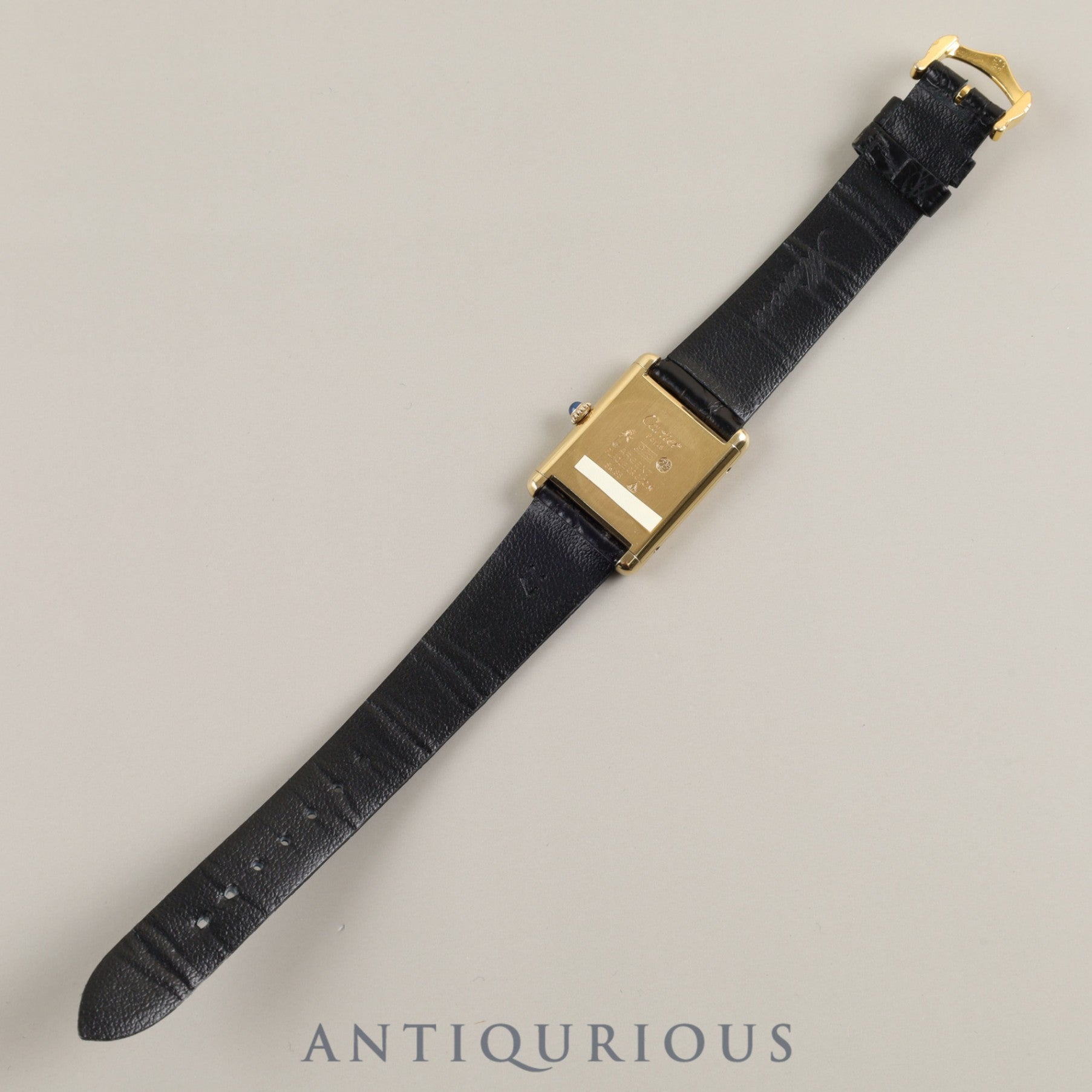 Cartier Must Tank LM 19749 o/w Hand-wound Cal.78-1 SV925 Leather Genuine buckle (GP) Black Roman dial Box Warranty (1980)