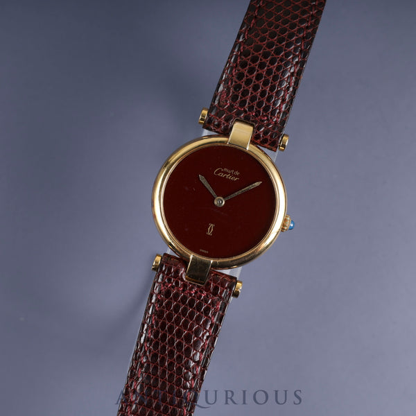 Cartier Must Vendome VLC SM Quartz Cal.81 SV925 Genuine leather strap Genuine buckle (GP) Garnet dial Bordeaux dial Box (exterior deterioration) Overhauled