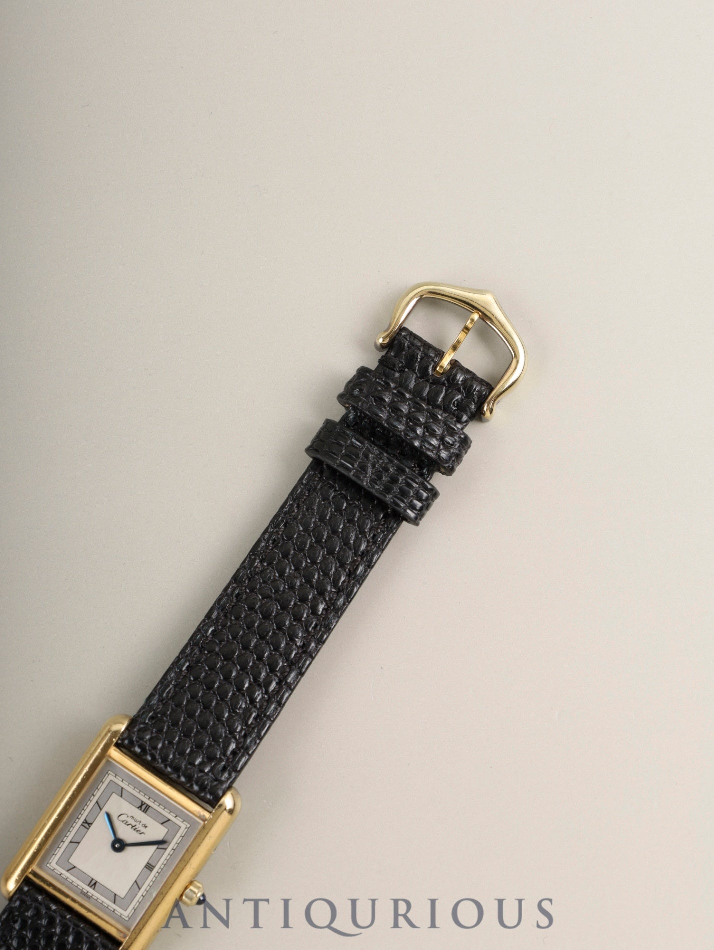 カルティエ マストタンク SM 3 66001 クォーツ Cal.66 SV925 革 純正ピンバックル(GP)グレー飛びローマン(SWISS表記)オーバーホール済み