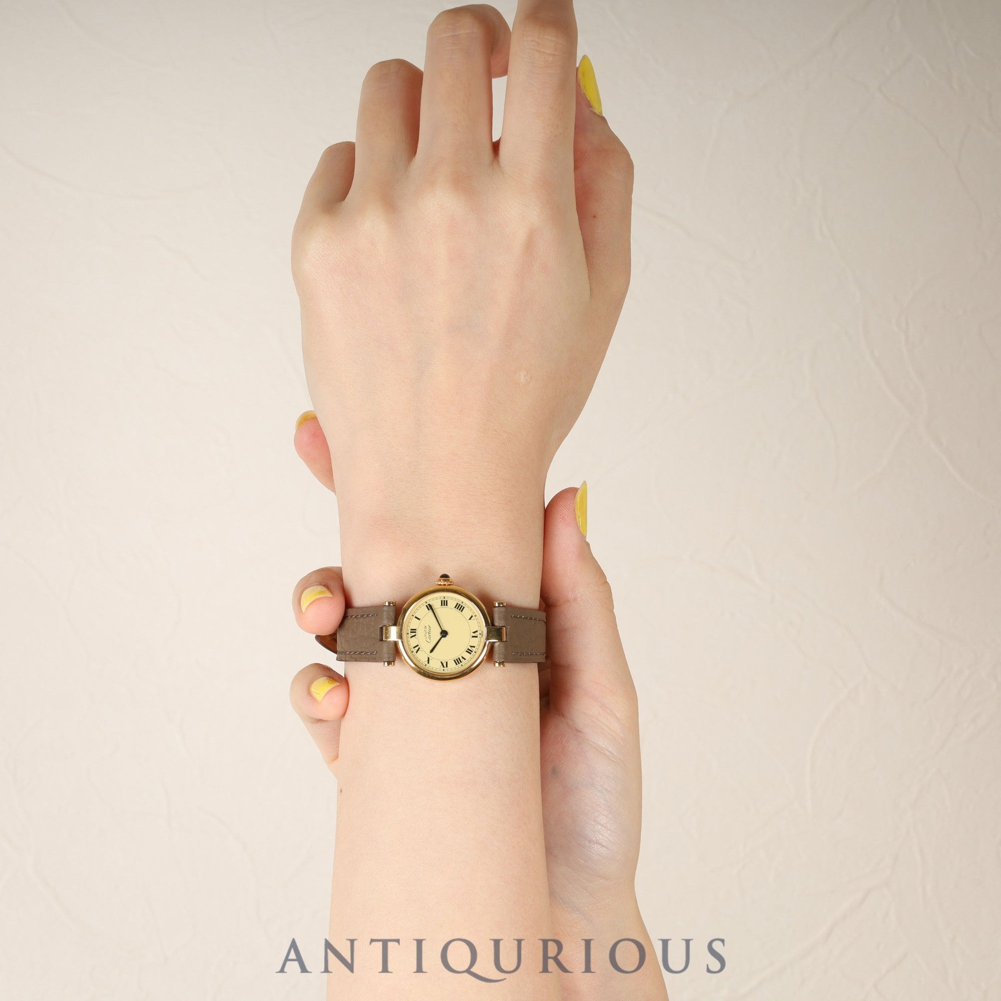 Cartier Must Vendôme VLC SM 590004 Quartz Caliber 90 SV925 Leather Strap with Genuine GP Buckle Ivory Roman Dial Box Booklet Warranty (1990) Overhauled