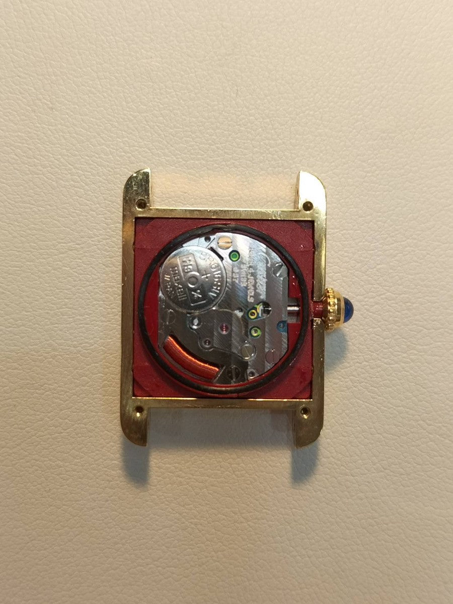 Cartier Must Tank SM W10030353/5057001 Quartz Caliber 057 SV925 Leather Straight Roman Dial with Genuine GP Buckle Box Overhauled