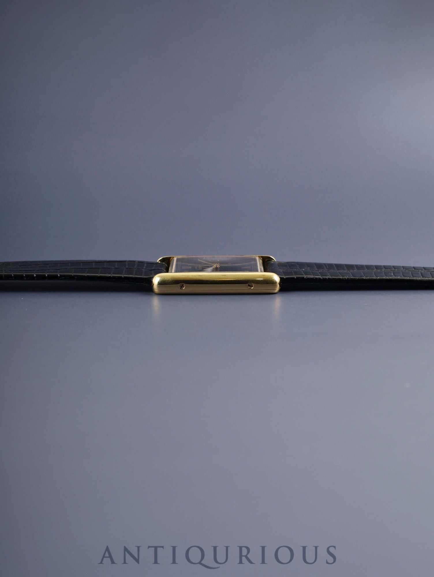 カルティエ マストタンク LM 590005 クォーツ Cal.90 SV925 革 純正尾錠(GP) ブラック飛びローマン文字盤 オーバーホール済み 新品仕上げ済み