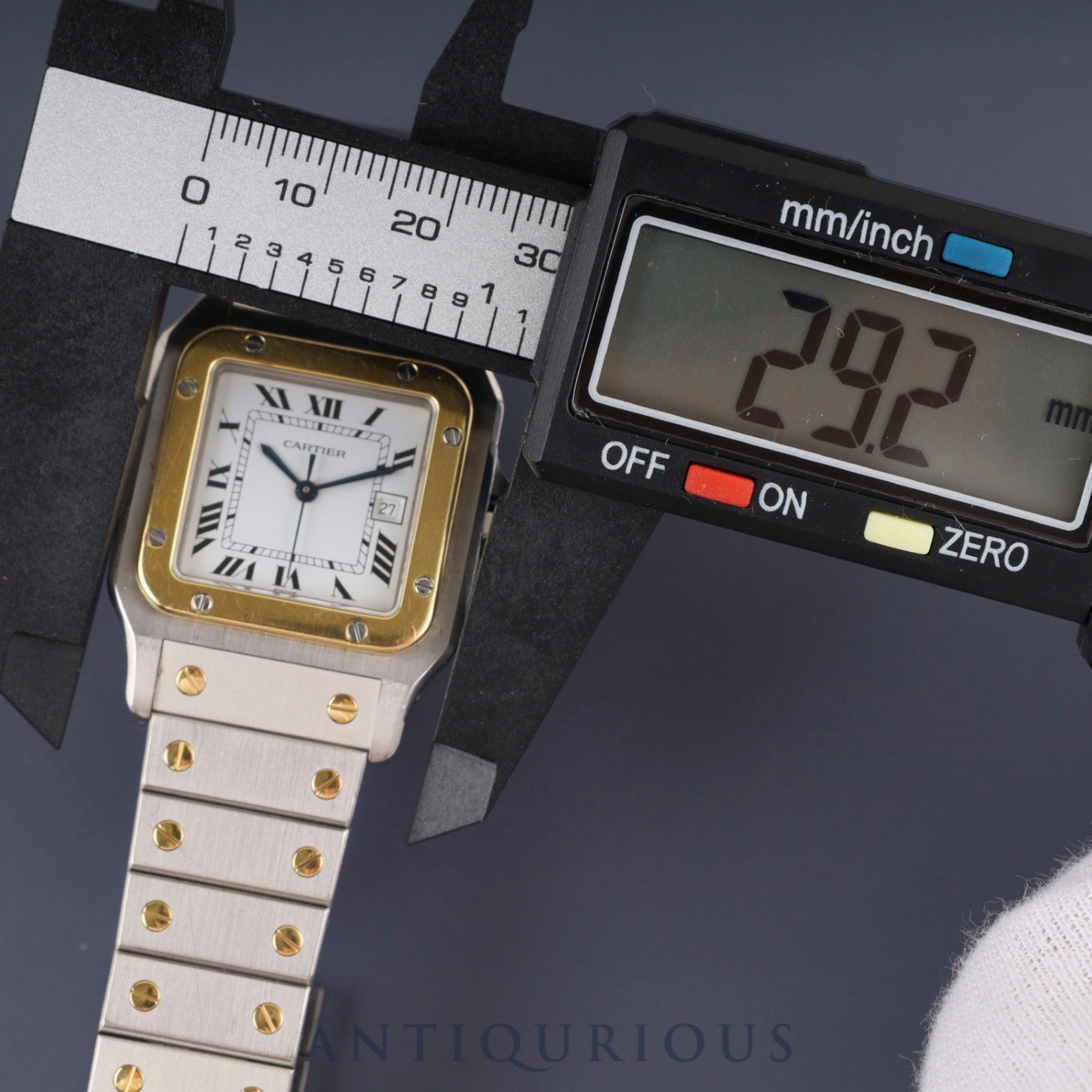 カルティエ サントス ガルベ LM AC 23.80 gr OR 0.750 4.05 gr /2961 自動巻き Cal.2671 SS/YG SS/YG ホワイトローマン文字盤 箱 冊子 保証書 カルティエ修理明細(2002年) オーバーホール済み