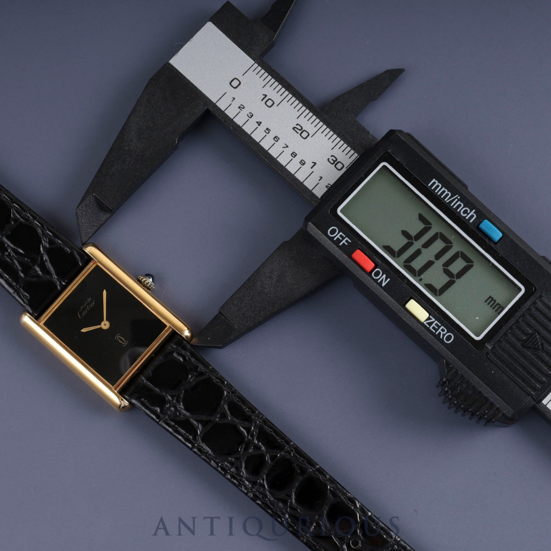 カルティエ マストタンク LM 手巻き Cal.78-1 SV925 革 純正尾錠(GP) ブラックオニキス文字盤 オーバーホール済み