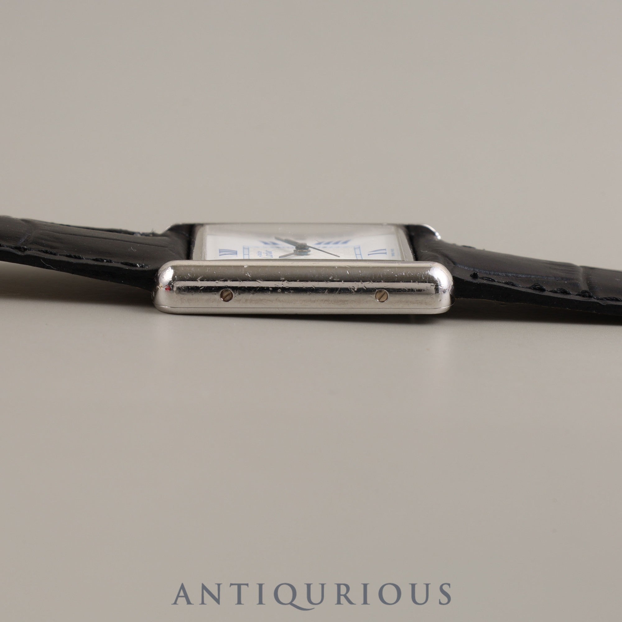 Cartier Must Tank GM (XL) Date QZ Cal.687 W1014154 / 2414 SV925 Leather Genuine Buckle (SS) White Roman CC Dial Box
