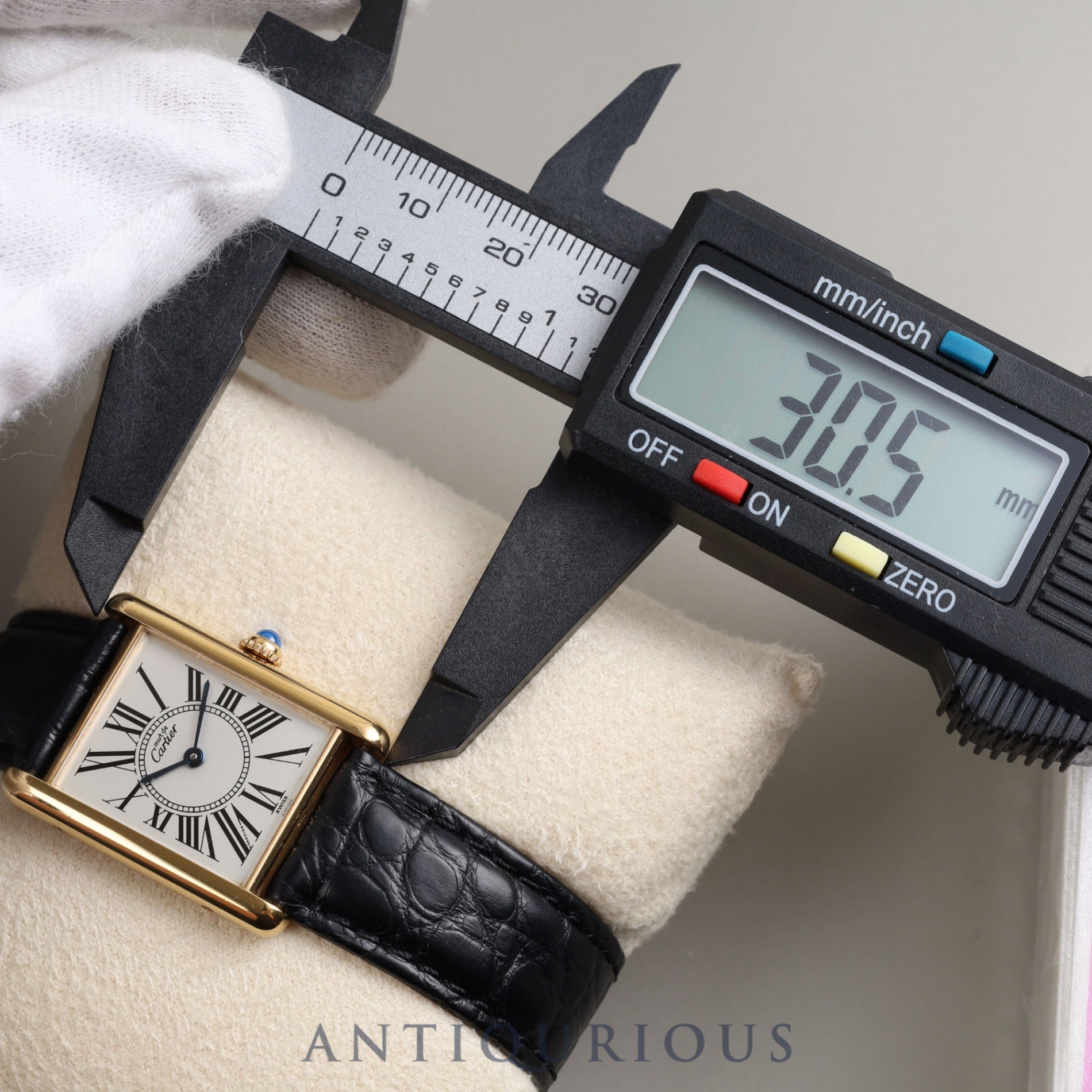 Cartier Must Tank LM QZ Cal.90 W1005654 / 590005 SV925 Leather Genuine Buckle (GP) Opalan Dial Box