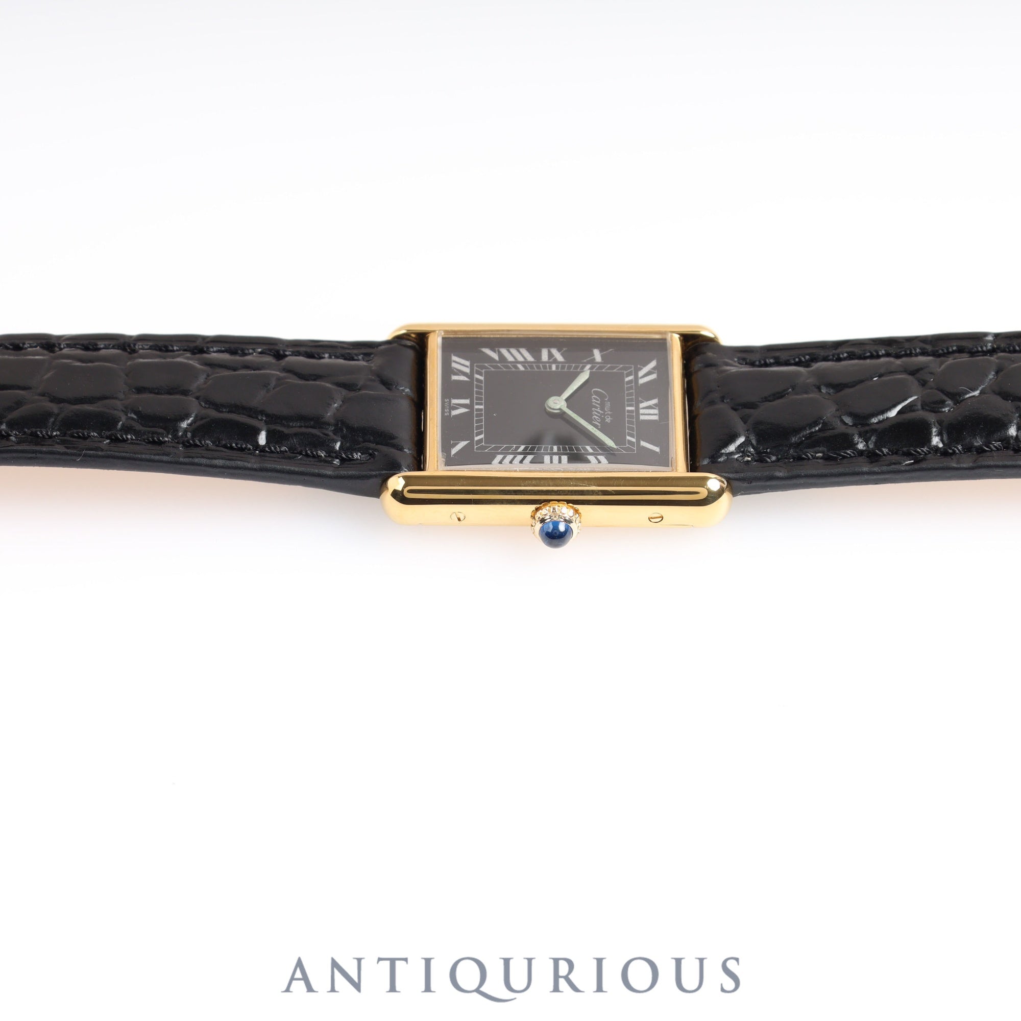 Cartier Must Tank LM Manual Winding Black Roman Dial Box Card (1984)