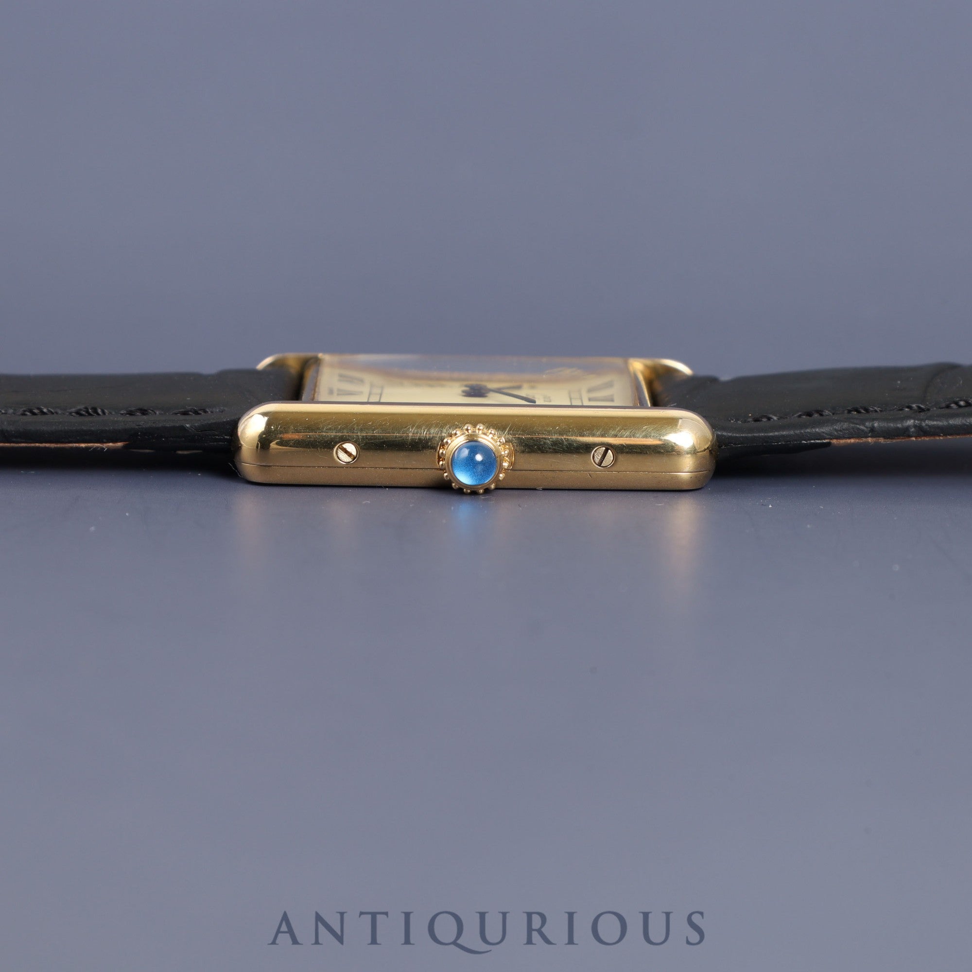 Cartier Must Tank LM W1002753 / 590005 Quartz Cal.90 SV925 Leather Genuine Buckle (GP) Roman Ivory Dial Mid 1980s - 1994 Overhauled