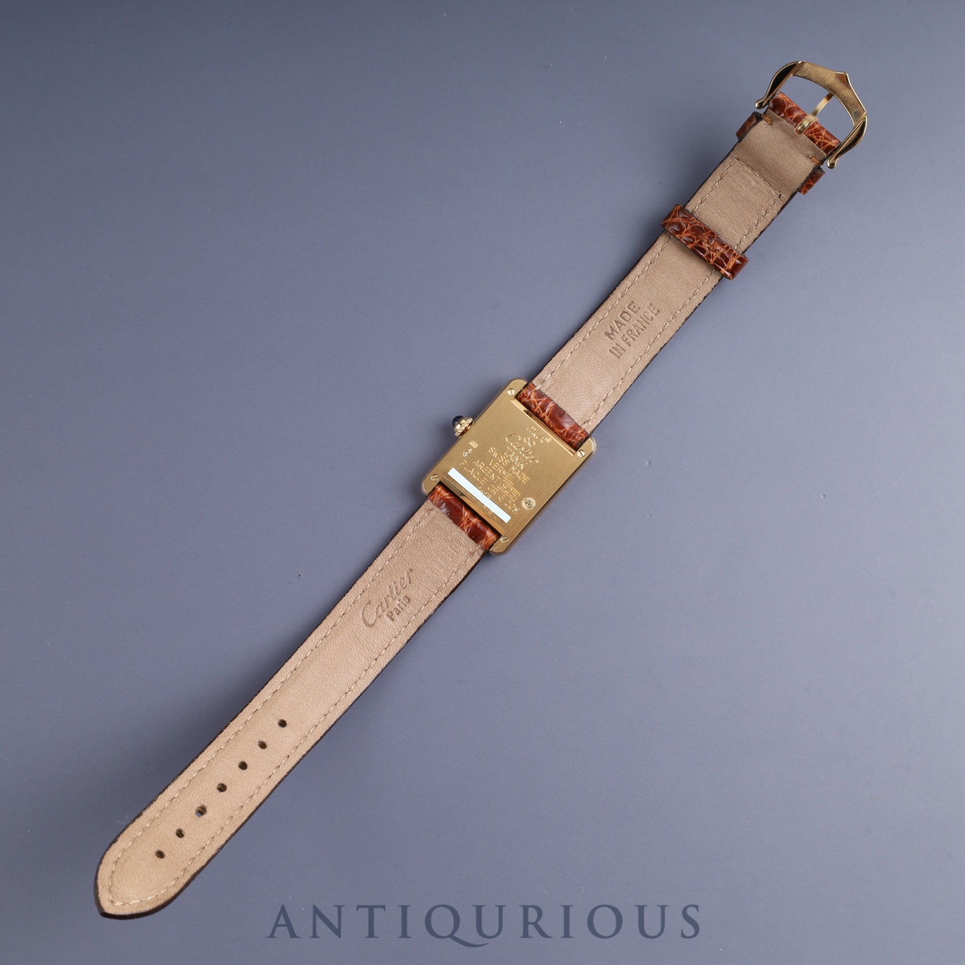 カルティエ マストタンク SM 1613 クォーツ Cal.057.08 SV925 純正革ベルト 純正尾錠(GP)アイボリーローマン文字盤 箱 保証書(ブランク)オーバーホール済み