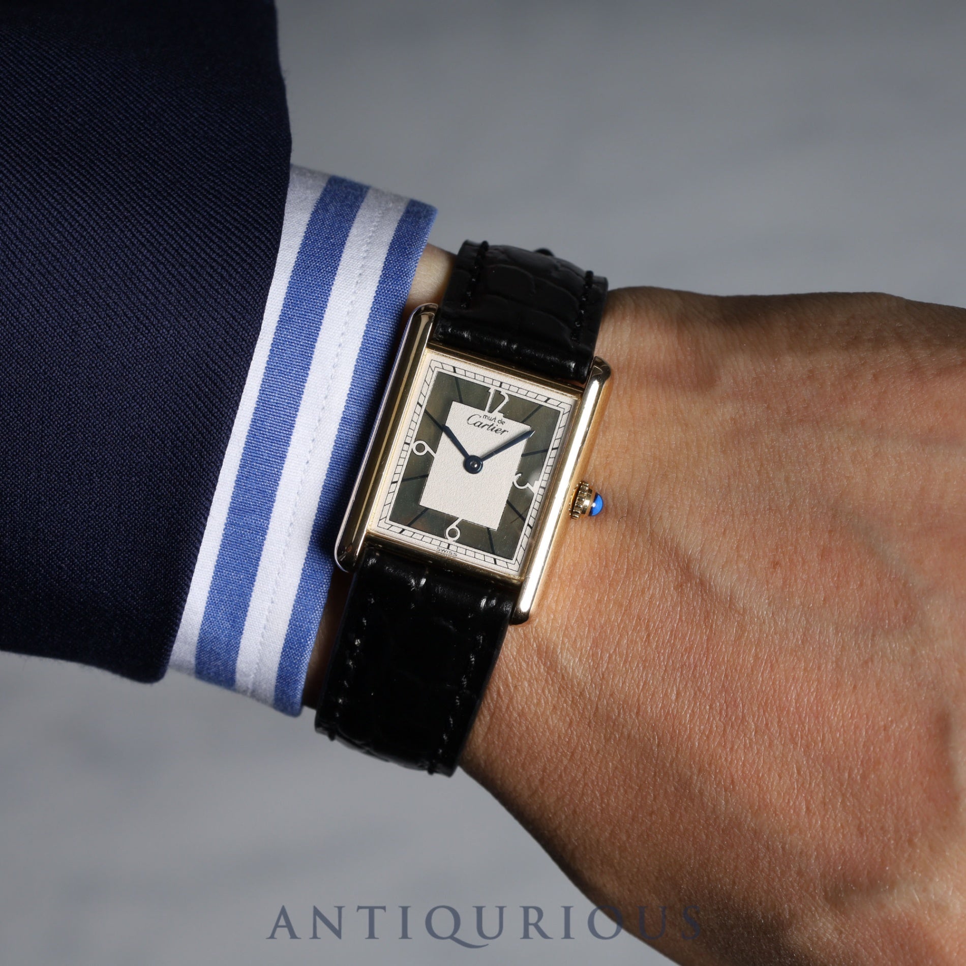 Cartier Must Tank LM QZ 500 pieces limited edition 1615 SV925 leather Arabic dial with box