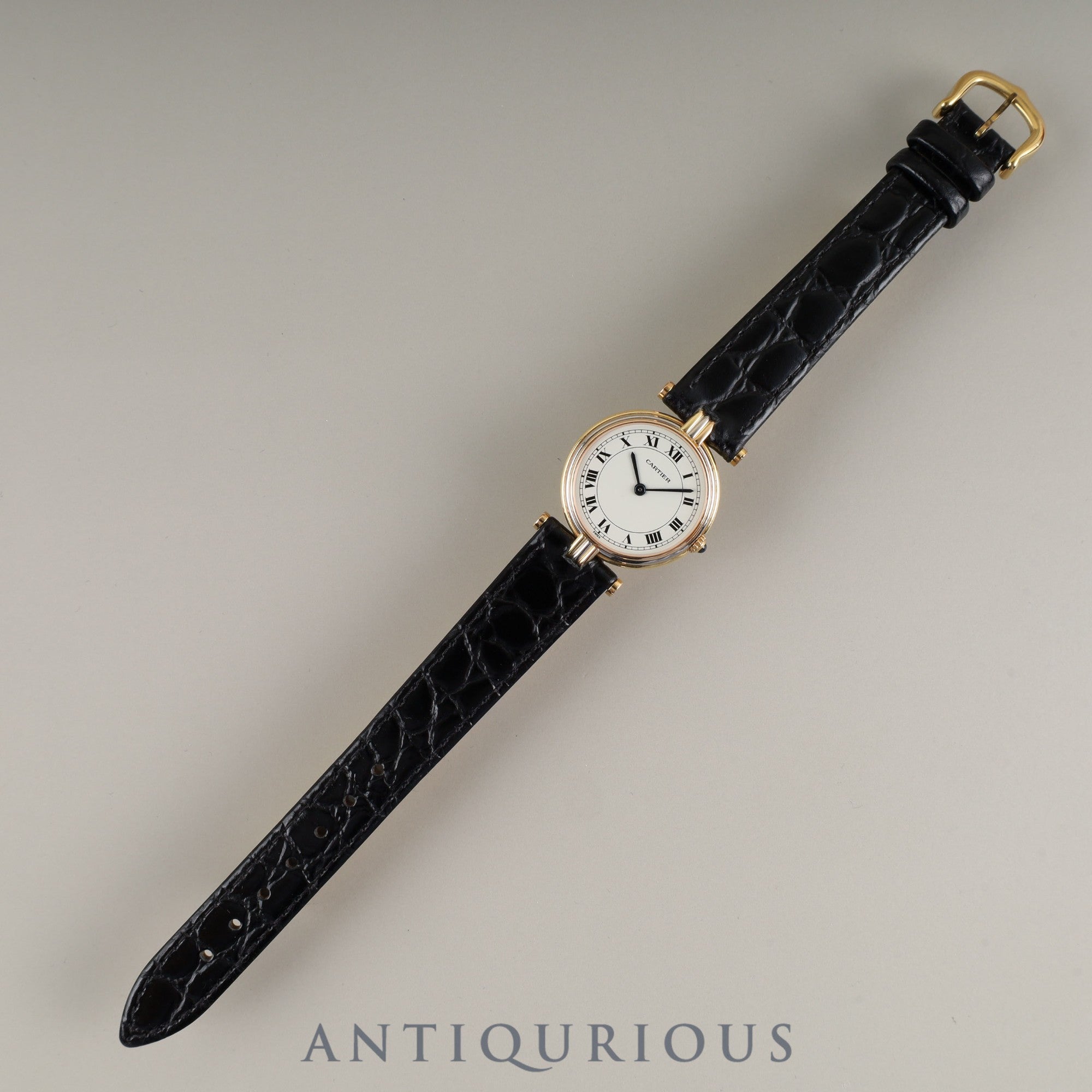 カルティエ ヴァンドーム トリニティ VLC SM 881004 クォーツ Cal.81 750 革 純正尾錠(GP) ホワイトローマン文字盤 オーバーホール済み