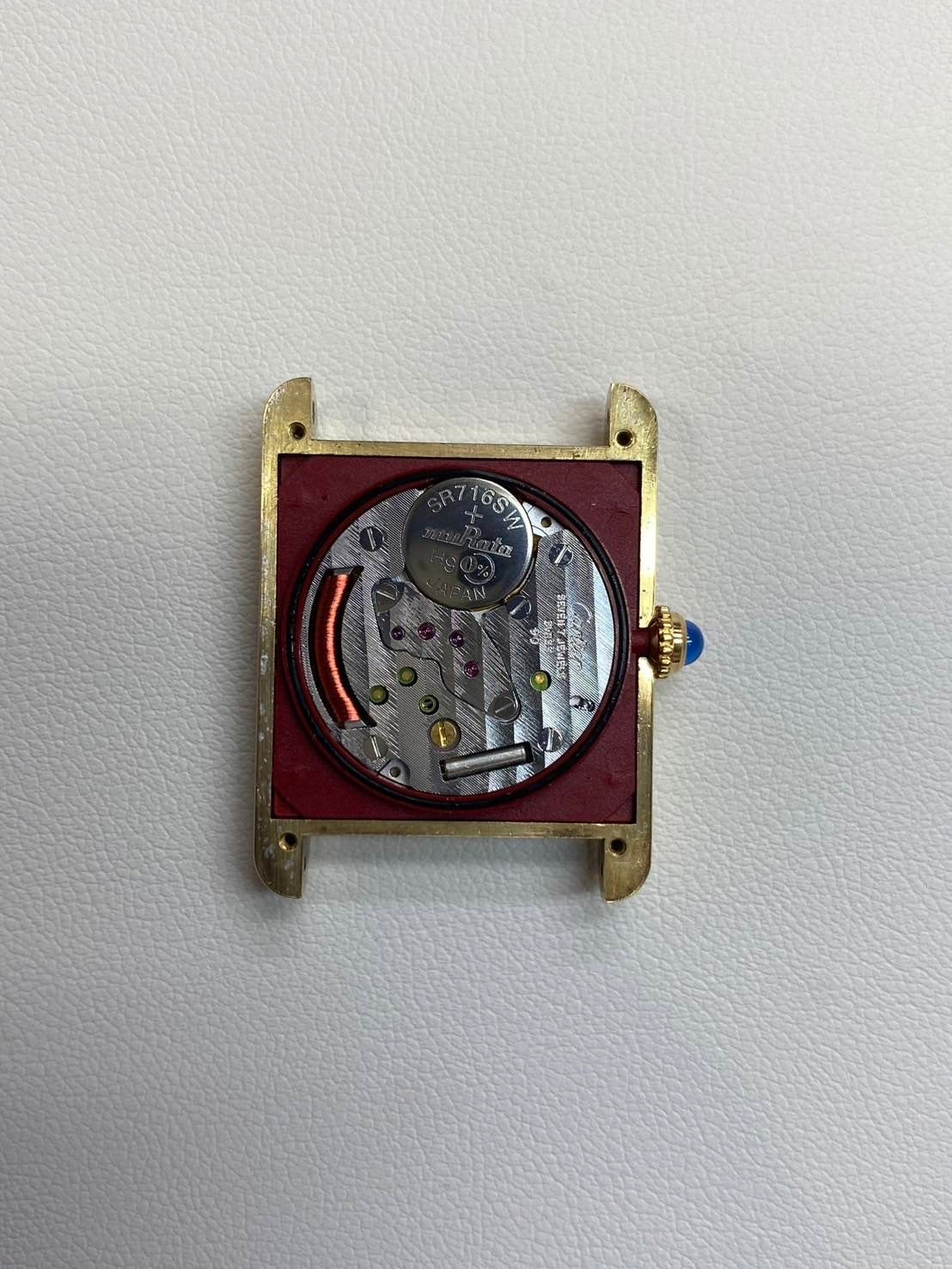 Cartier Must Tank LM W1002753 / 590005 Quartz Cal.90 SV925 Leather Genuine Buckle (GP) Roman Ivory Dial Mid 1980s - 1994 Overhauled