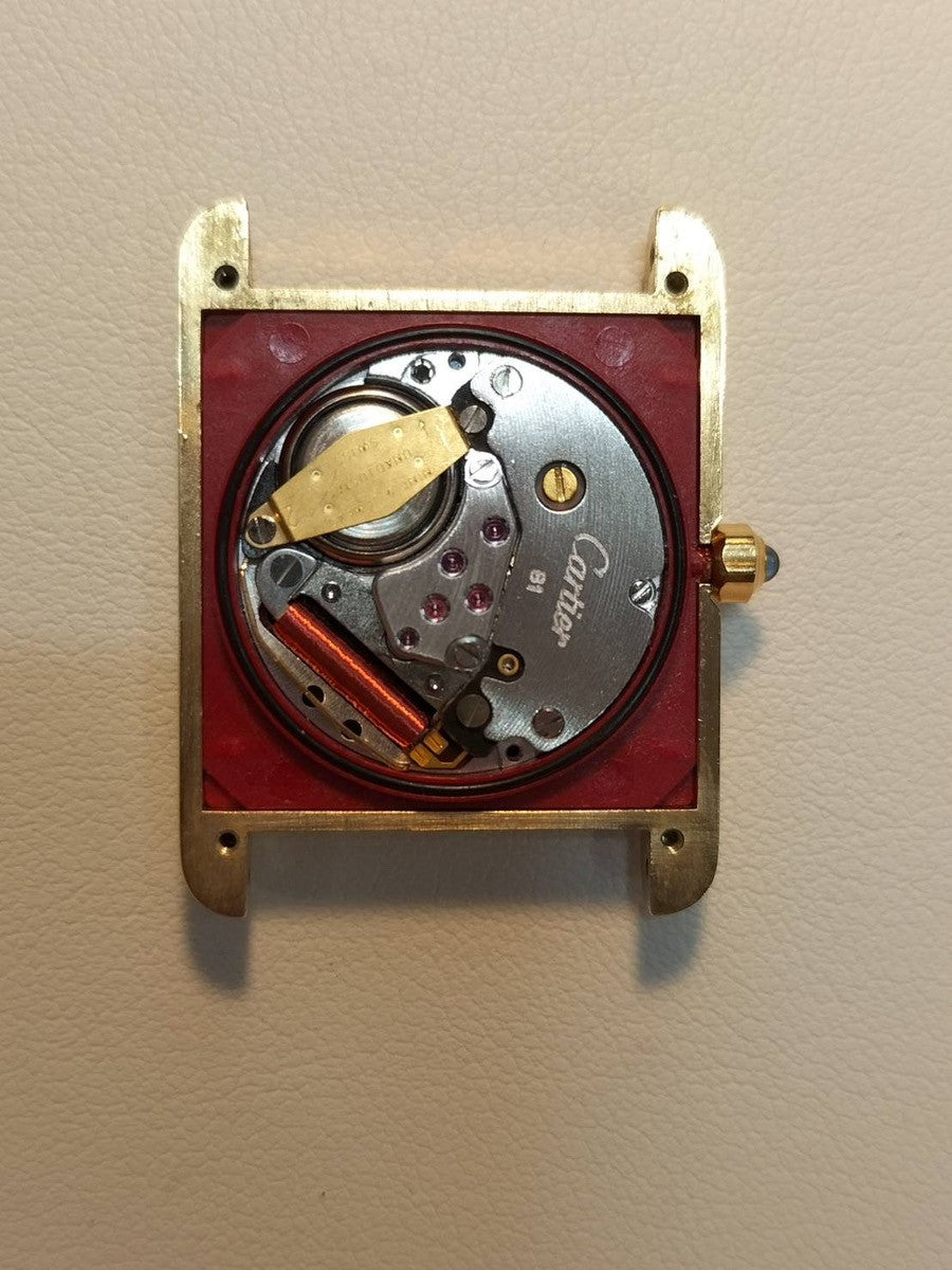 カルティエ マストタンク LM 6 81006 クォーツ Cal.81 SV925 革 純正尾錠(GP) グレー飛びローマン文字盤 オーバーホール済み