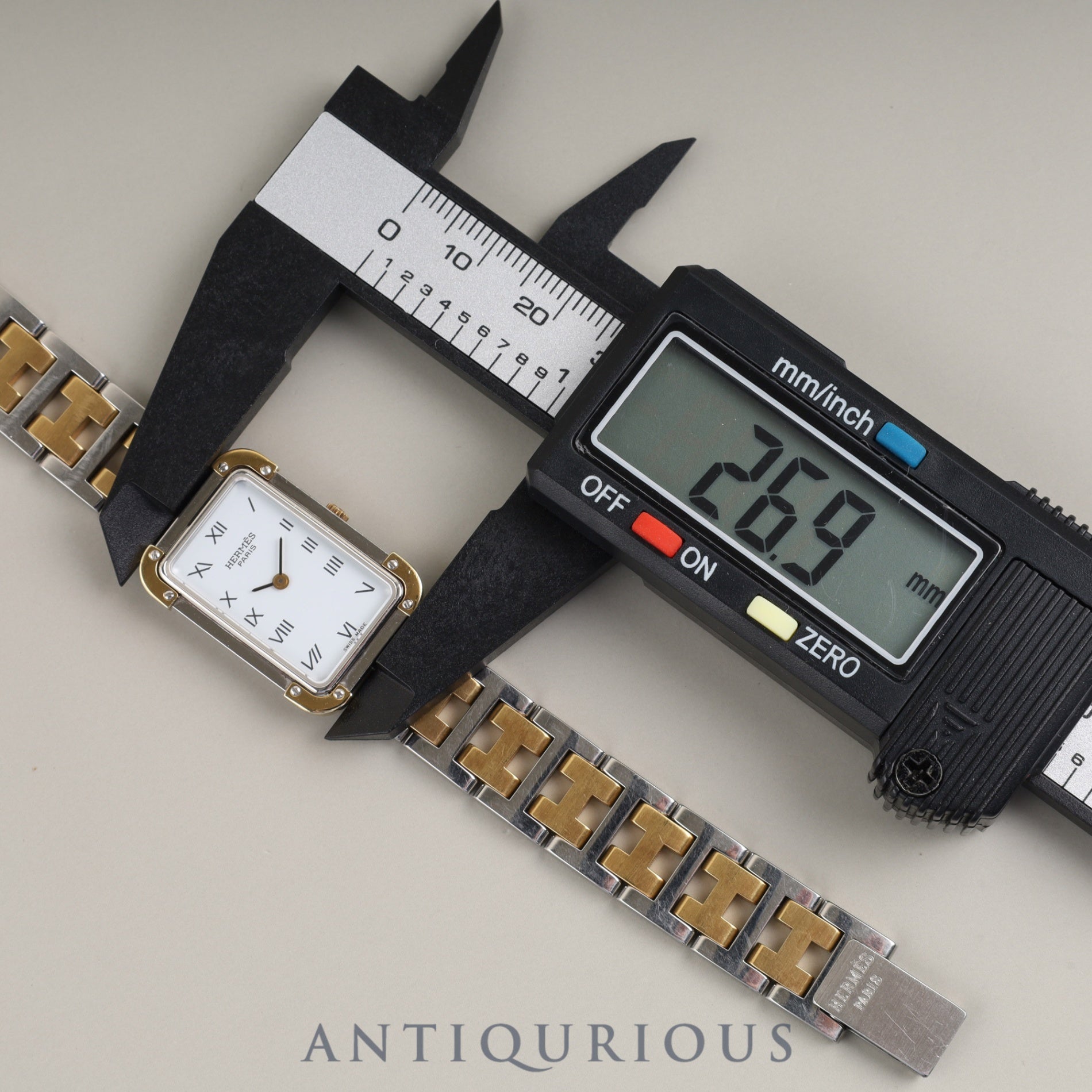 Hermès Cloajour CR1.240 Quartz Cal.976.001 SS/GP SS/GP White Dial Box Case Warranty (2008) Overhauled