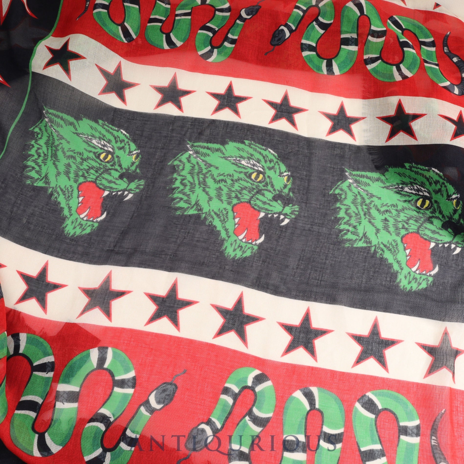 Gucci scarf tiger snake star rayon barcode tag