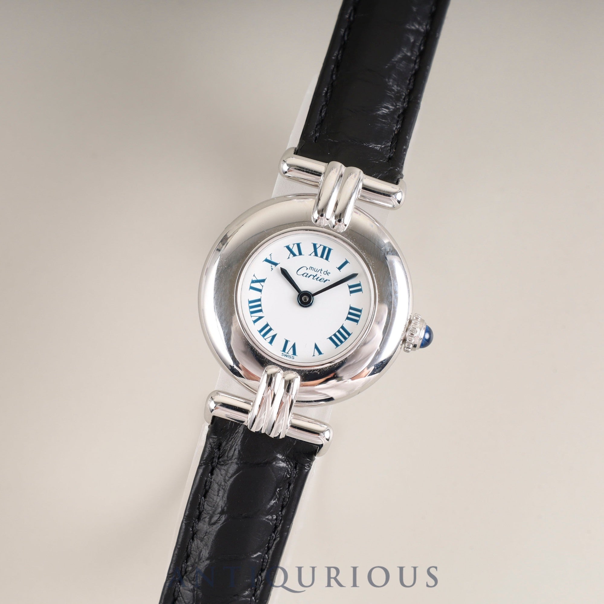 Cartier Must Colisee 690002 Quartz Cal.90 SV925 Leather Genuine D Buckle (SS) White Roman Dial Overhauled