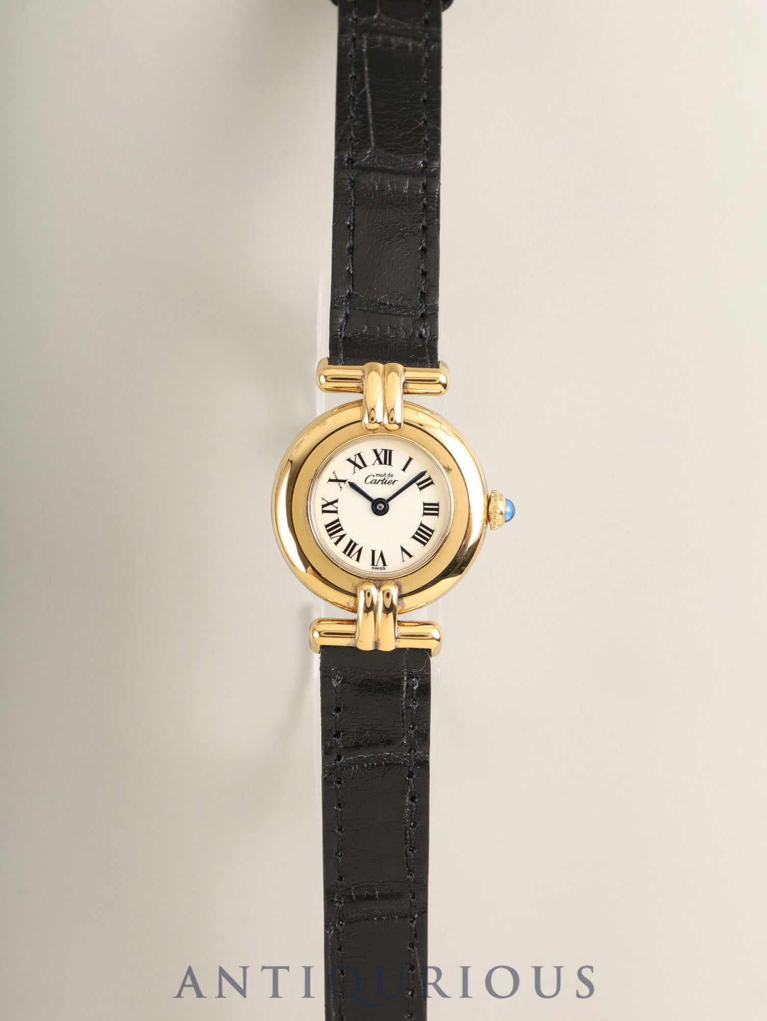 Cartier Must Colisée 590002 Quartz Cal.90 SV925 Leather Original Pin Buckle (GP) Ivory Roman Dial (SWISS marking) Overhauled