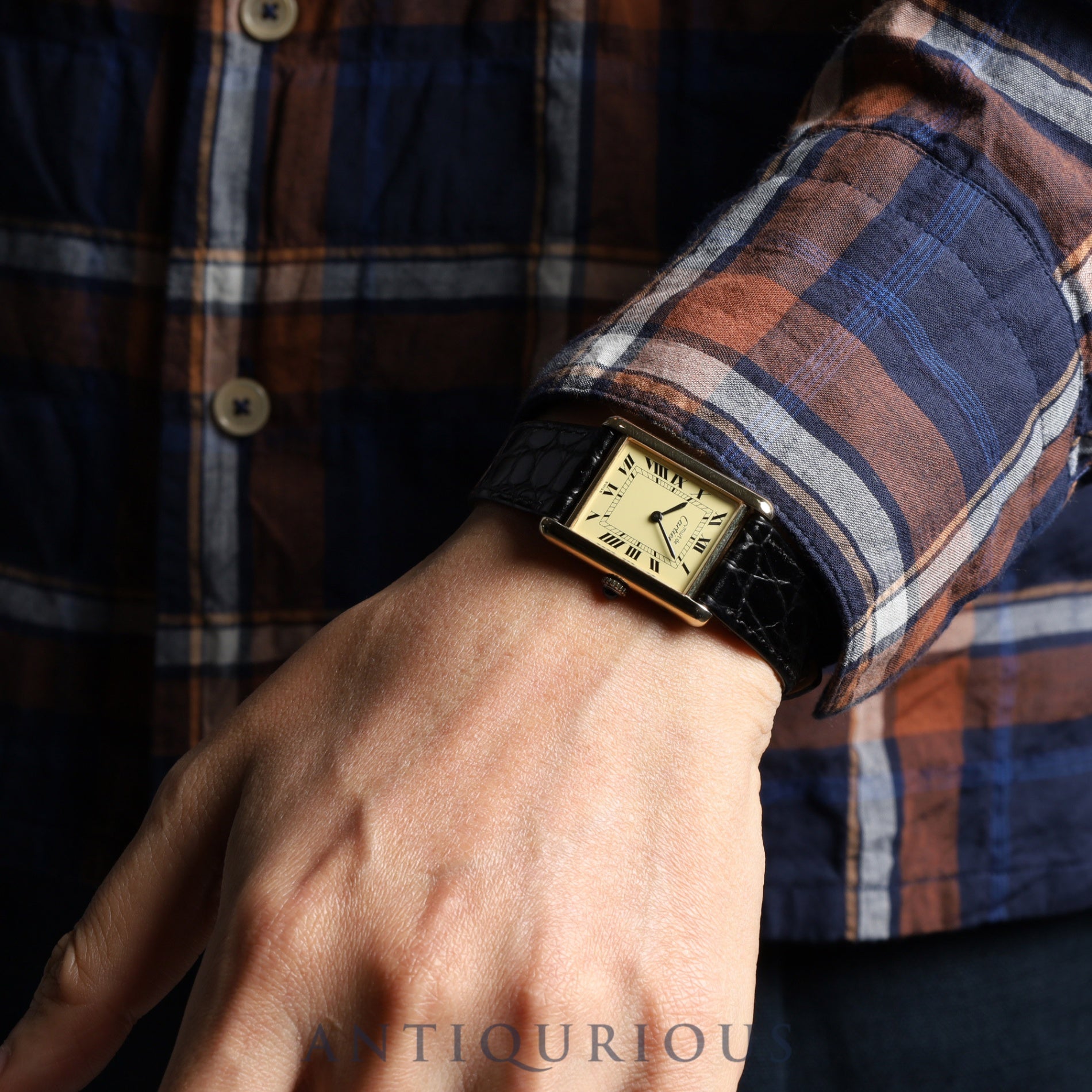 Cartier Must Tank LM Manual winding Cal.78-1 SV925 Leather Genuine buckle (GP) Ivory Roman dial Overhauled