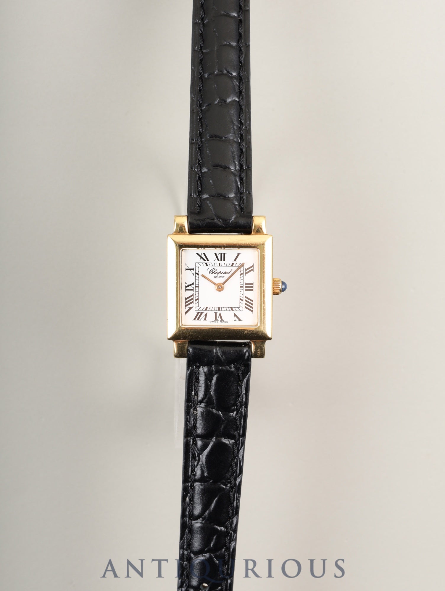 Chopard Classic Square 12/7366 Quartz Cal.976.001 750YG Leather Genuine Buckle (GP) White Roman Dial Box Booklet Warranty (2001) Genuine Strap Overhauled