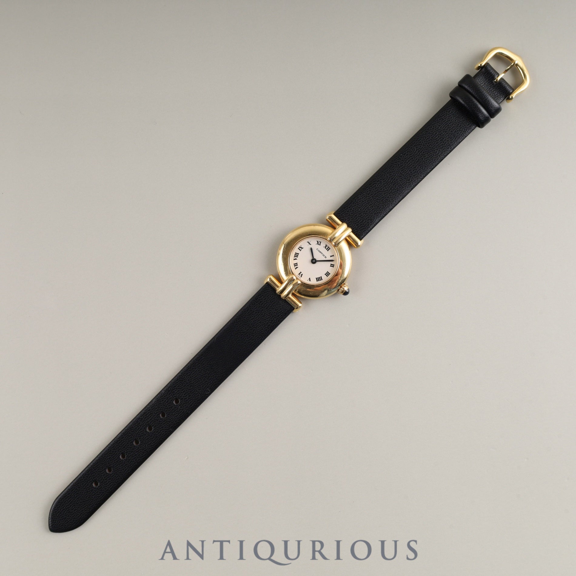 Cartier Corise 881095 Quartz Caliber 81 18K Leather Strap with Genuine GP Buckle Ivory Roman Dial Overhauled