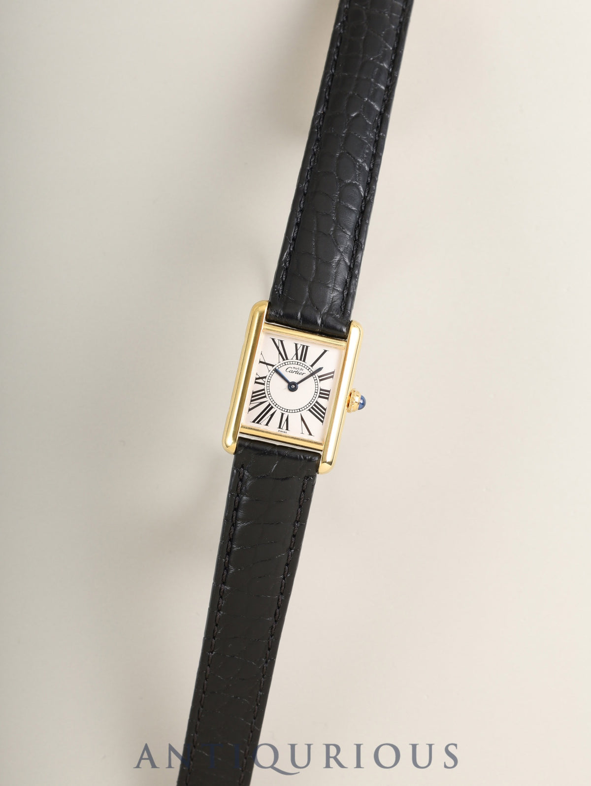Cartier Must Tank SM 5057001 Quartz Cal.057 SV925 Leather Genuine Deployant Buckle (GP) Opaline Dial (SWISS marking) Overhauled, Polished